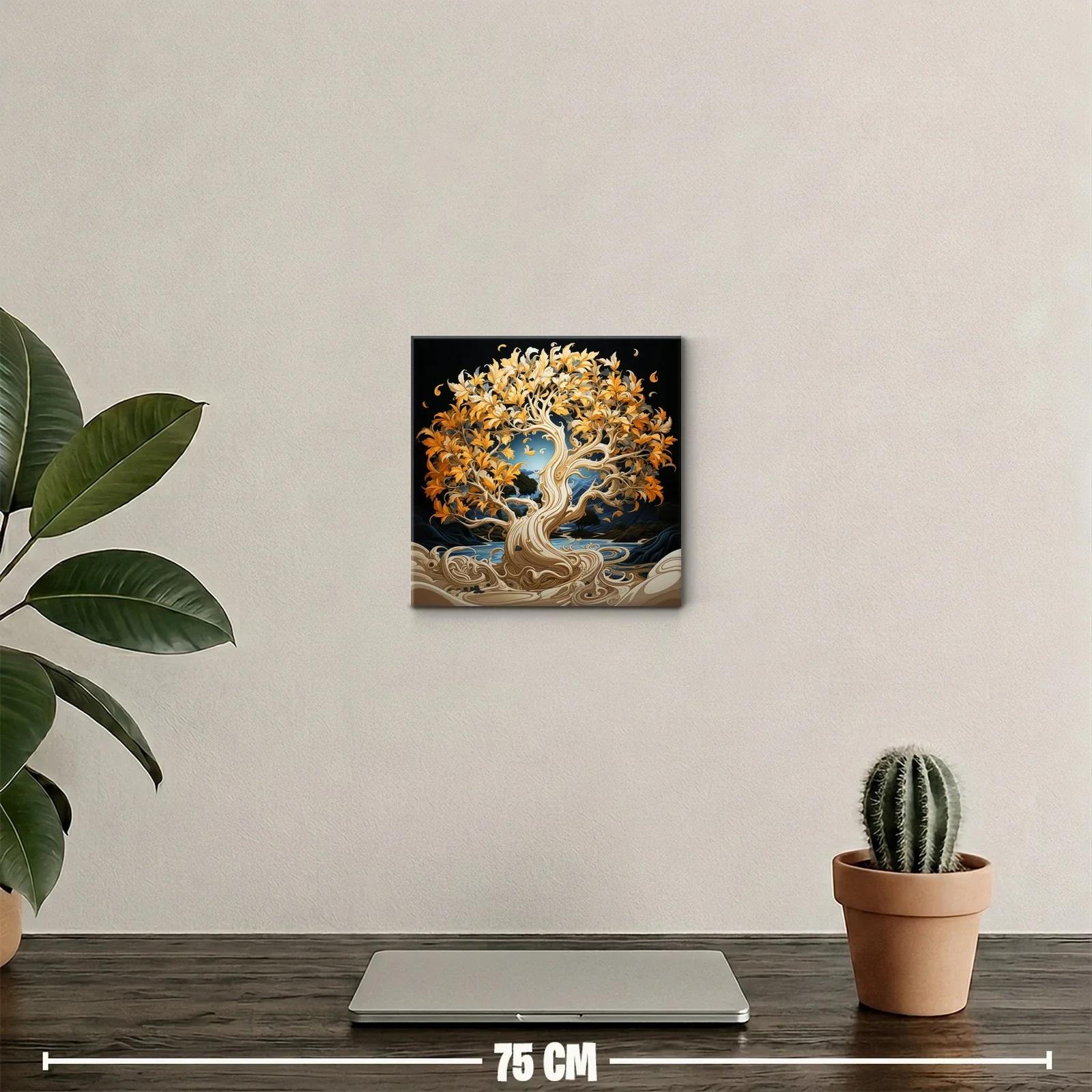 Árbol dorado en paisaje onírico con detalles fluidos — miniatura 2
