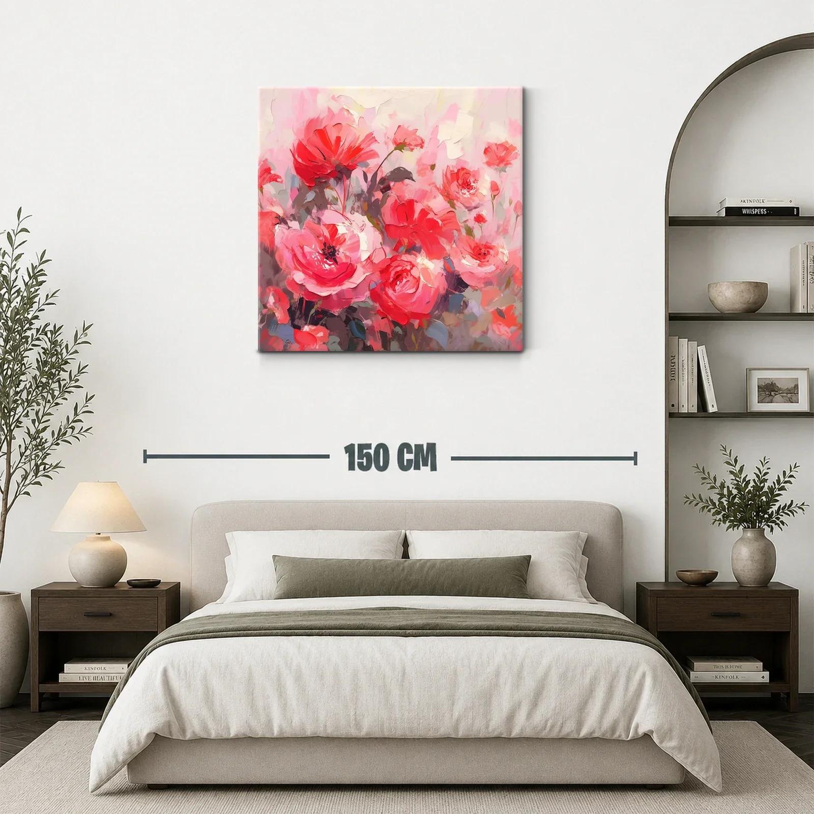 Cuadro floral con explosión de rosas en tonos rojos y rosas — miniatura 3