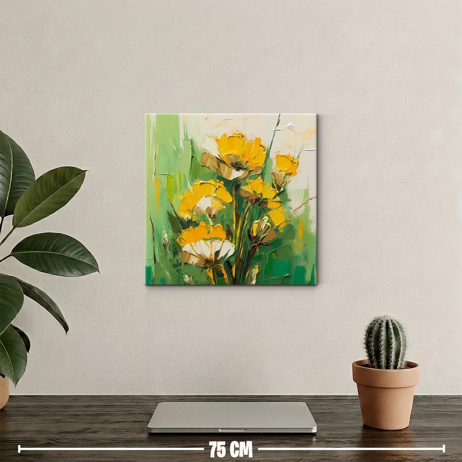 Cuadro floral en tonos verdes y amarillos vibrantes — miniatura 2