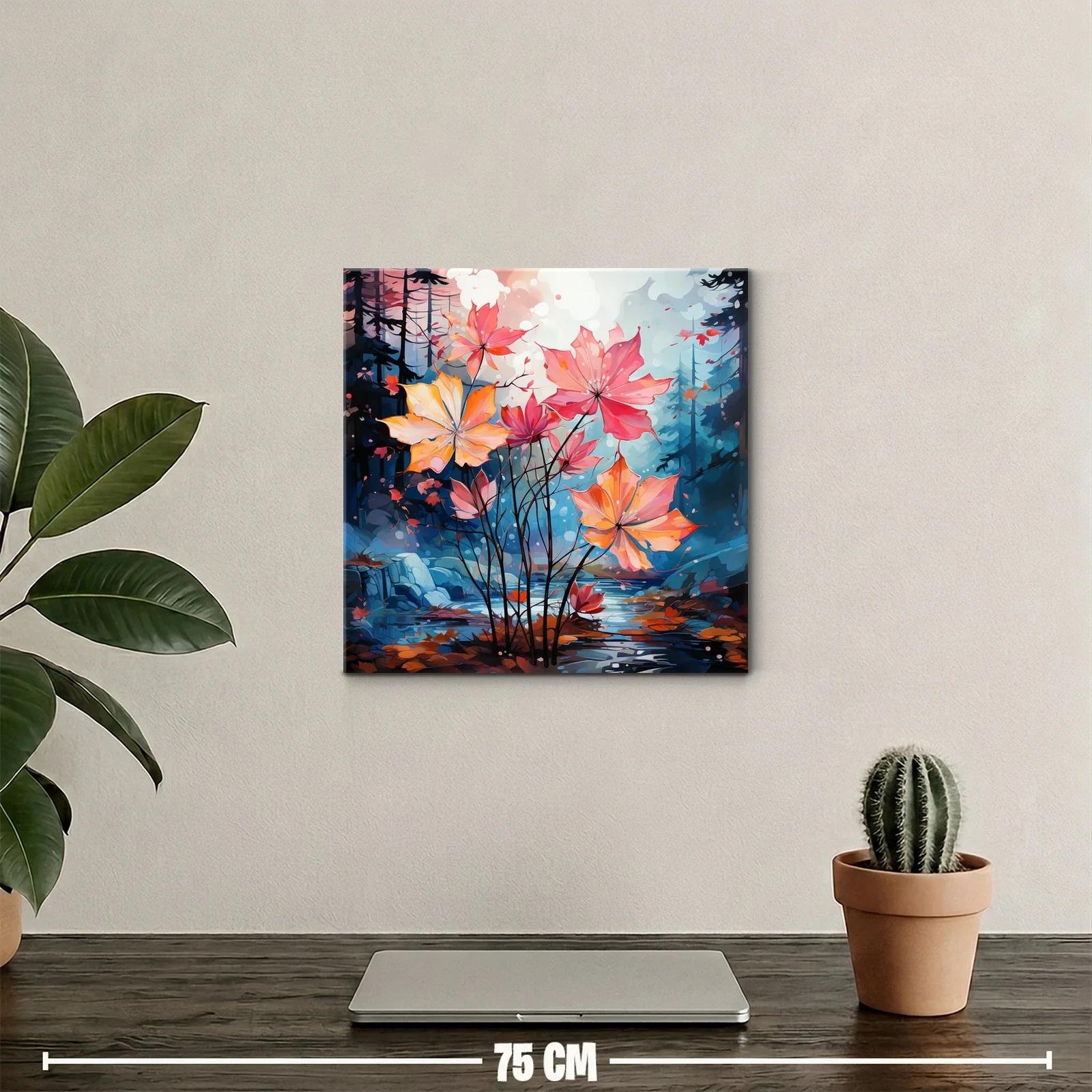 Flores otoñales vibrantes en paisaje de bosque sereno — miniatura 2