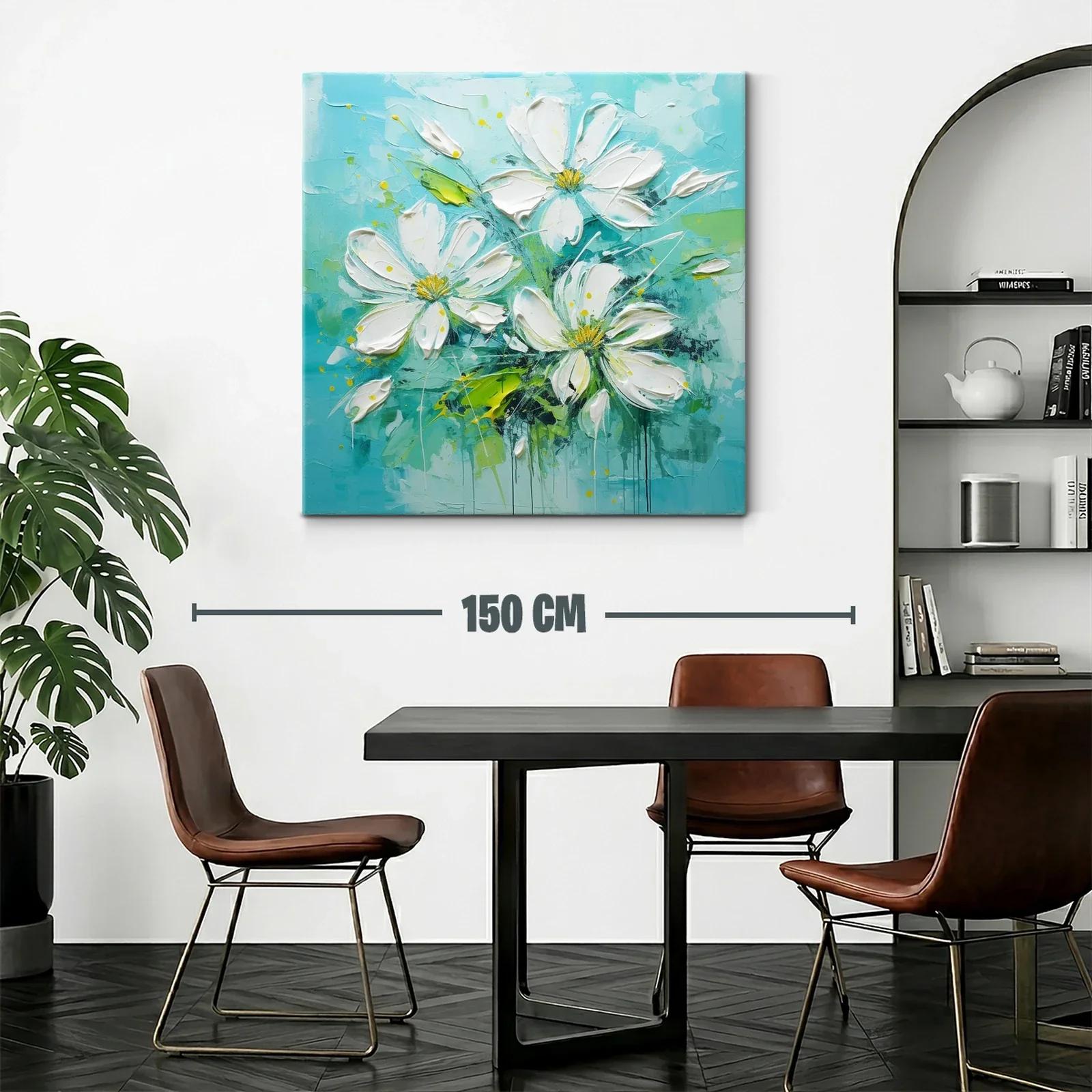 Flores blancas sobre fondo turquesa vibrante — miniatura 2