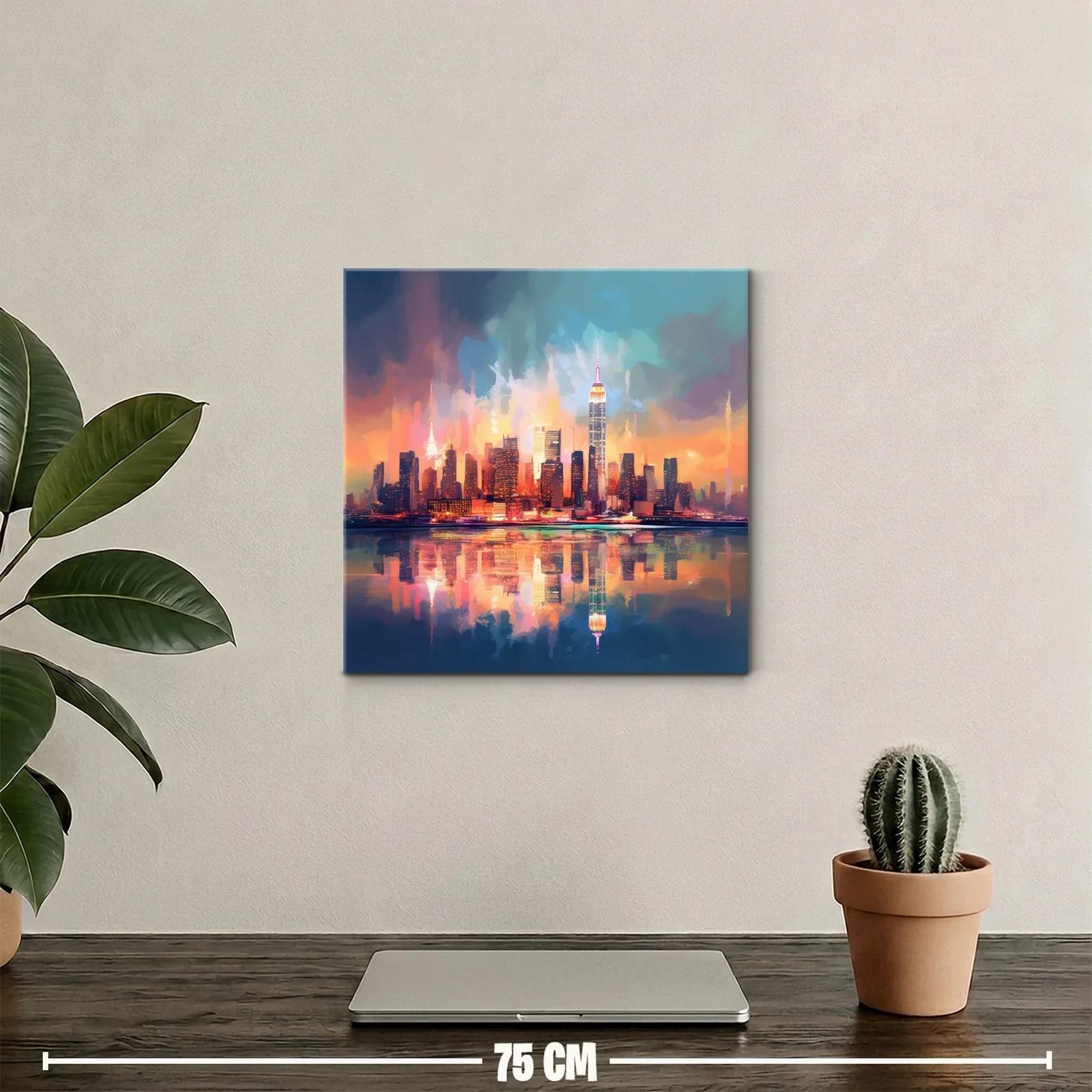 Atardecer vibrante en skyline urbano con reflejos vivos — miniatura 2
