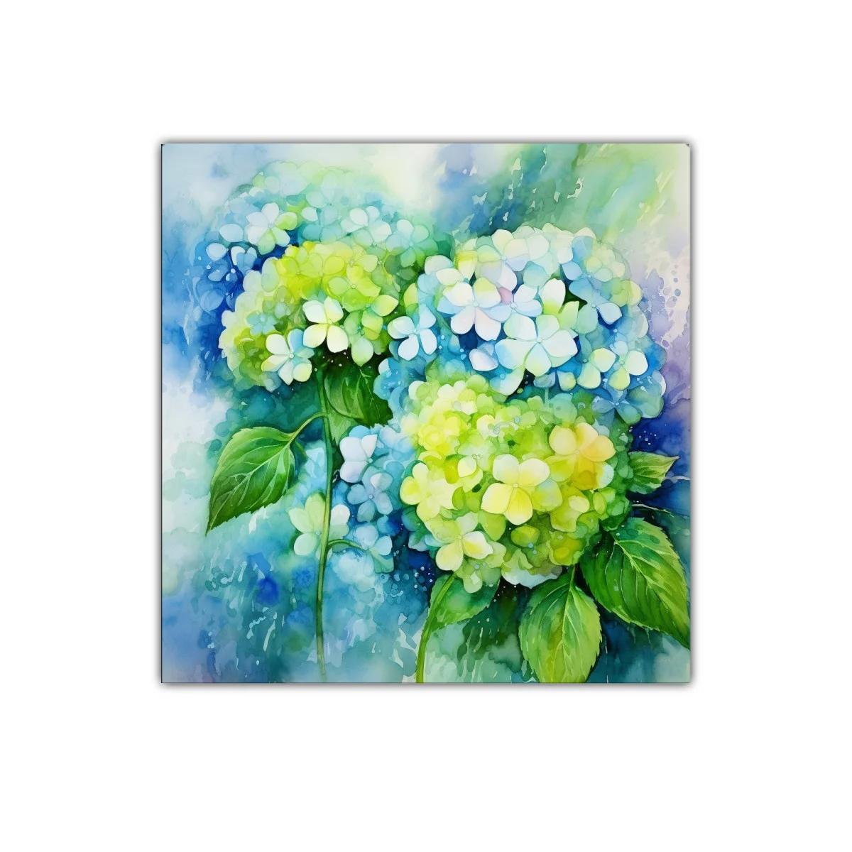 Flores en tonos azules y verdes para decoración natural