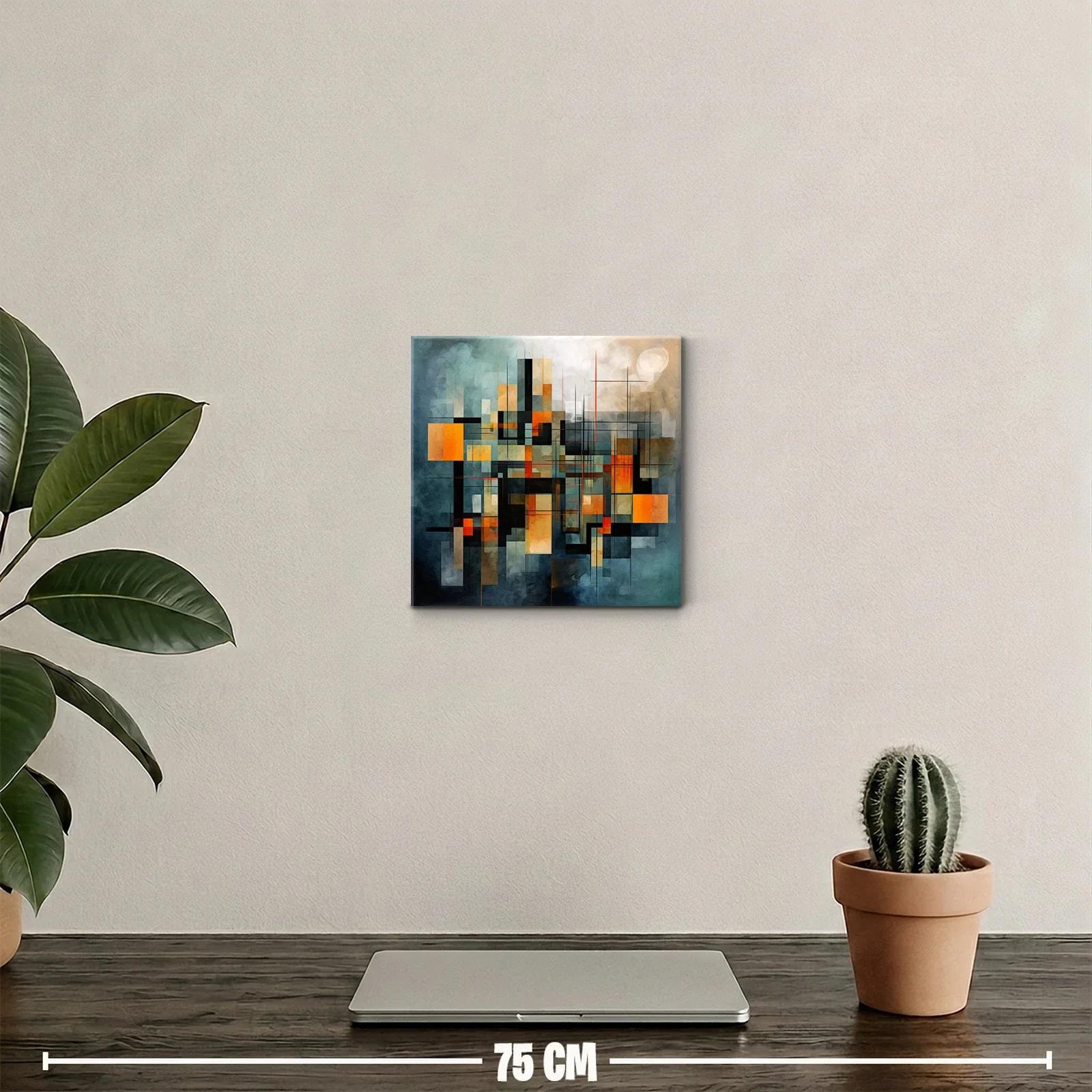 Composición geométrica abstracta en tonos cálidos y fríos — miniatura 2