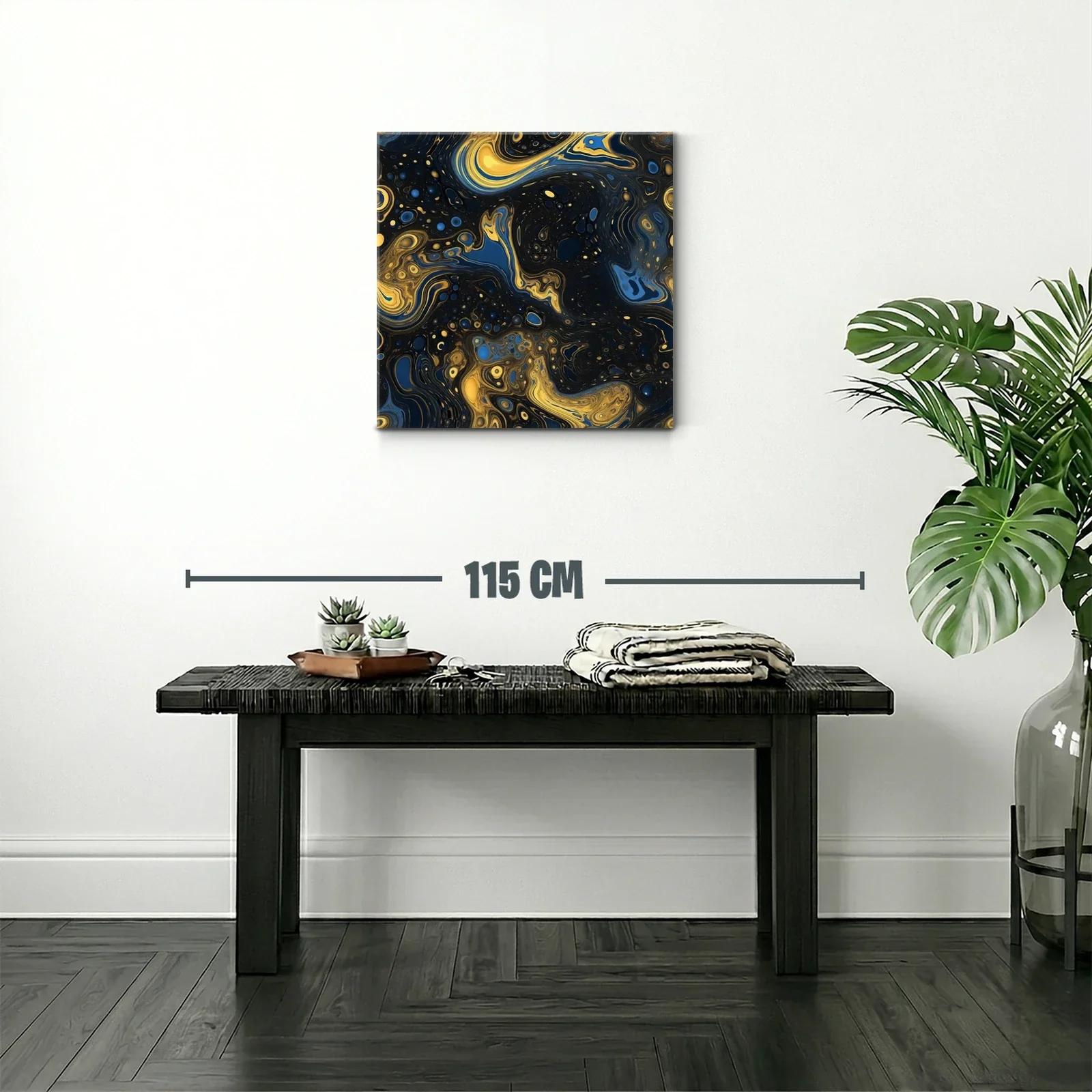 Arte abstracto en tonos azul y dorado brillante — miniatura 2