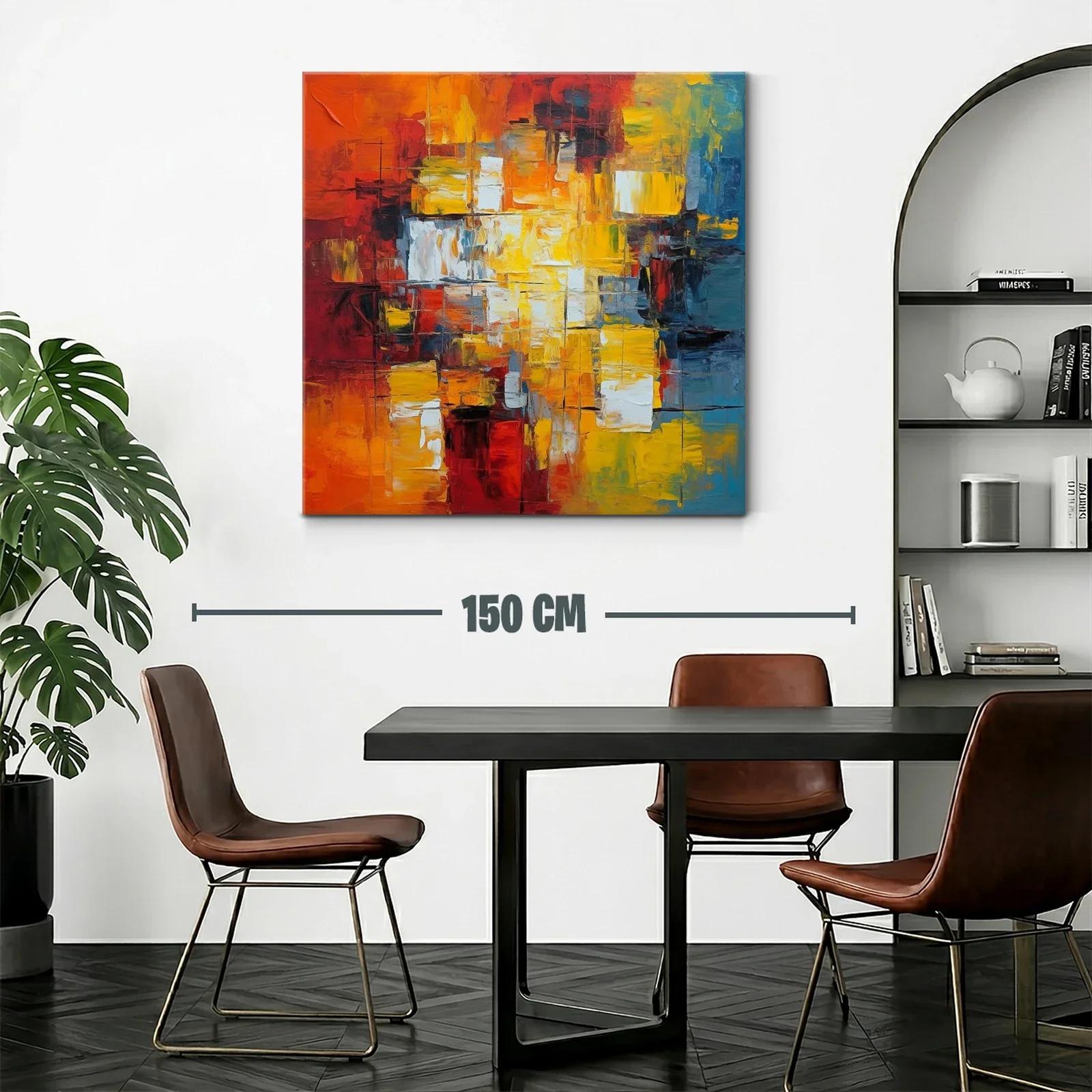 Cuadro abstracto con vibrantes tonos cálidos y fríos — miniatura 2