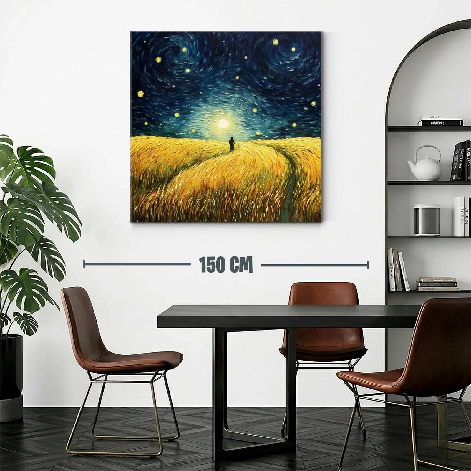 Paisaje nocturno con trigo bajo cielo estrellado — miniatura 2