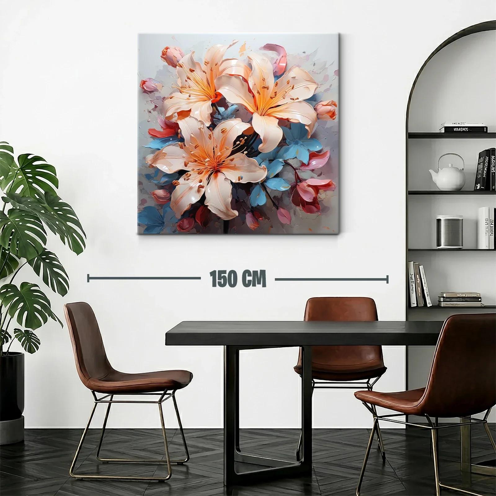 Cuadro floral elegante con lirios en tonos suaves y vibrantes — miniatura 2
