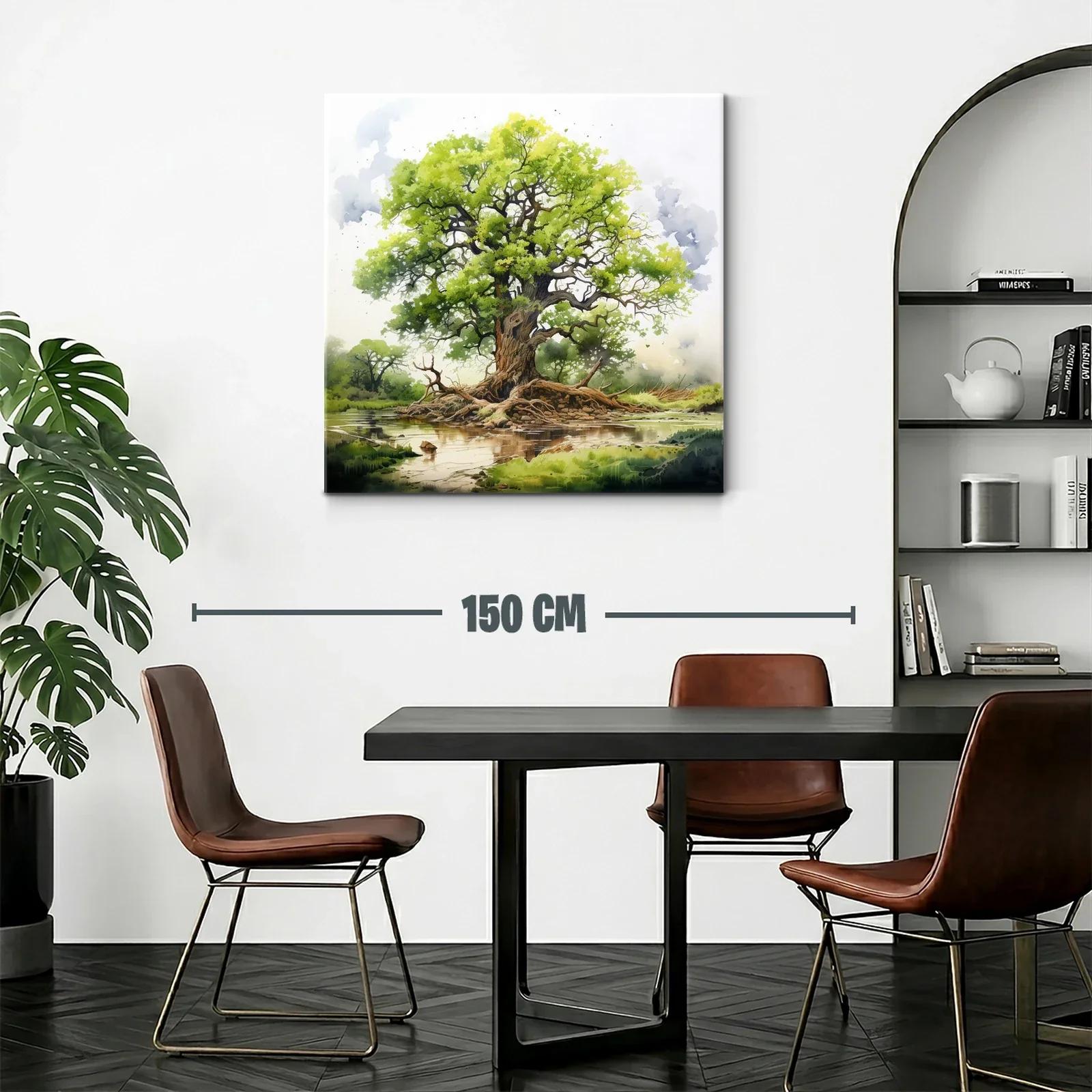 Majestuoso árbol junto a un tranquilo río en paisaje natural — miniatura 2