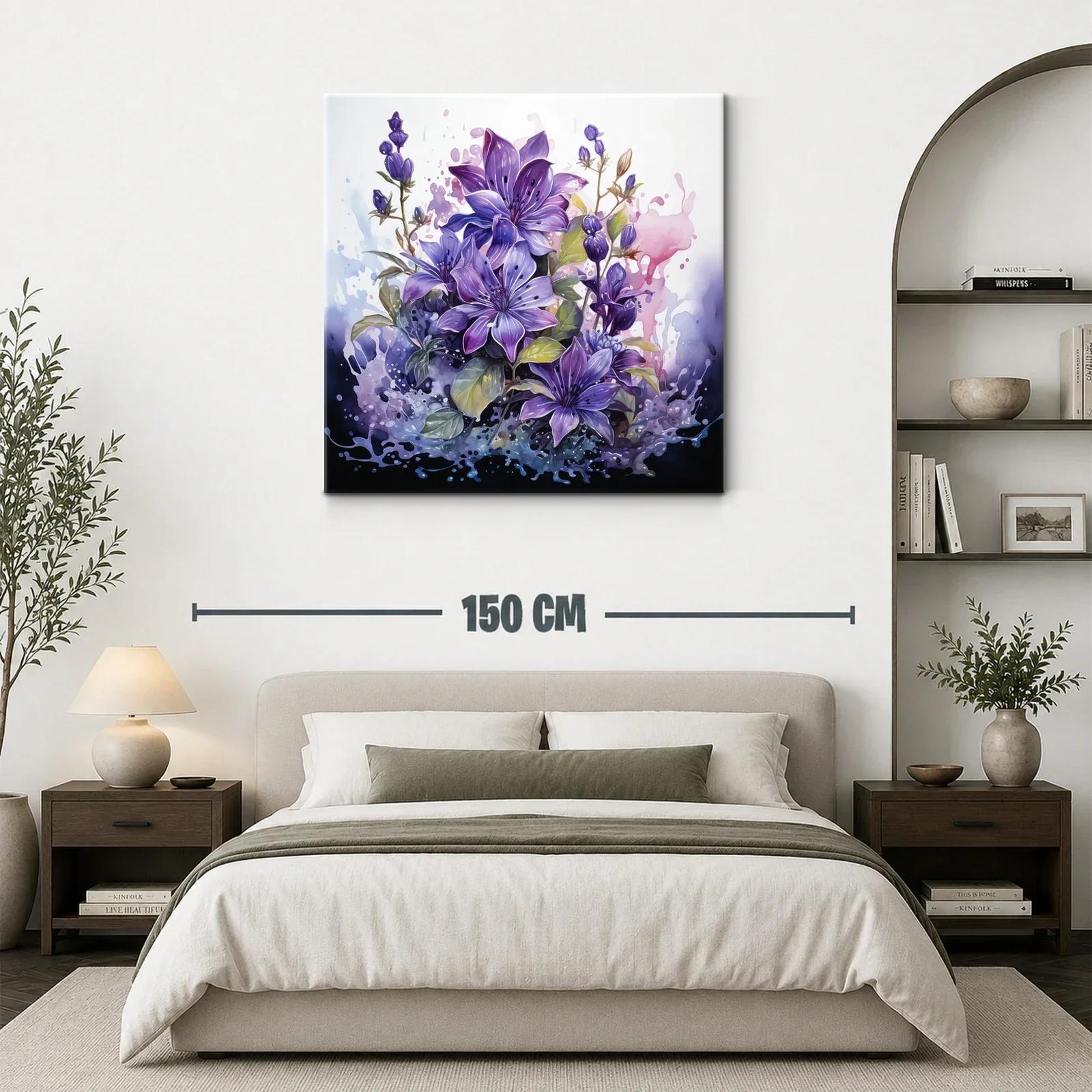 Flores violetas vibrantes con detalles en acuarela — miniatura 3