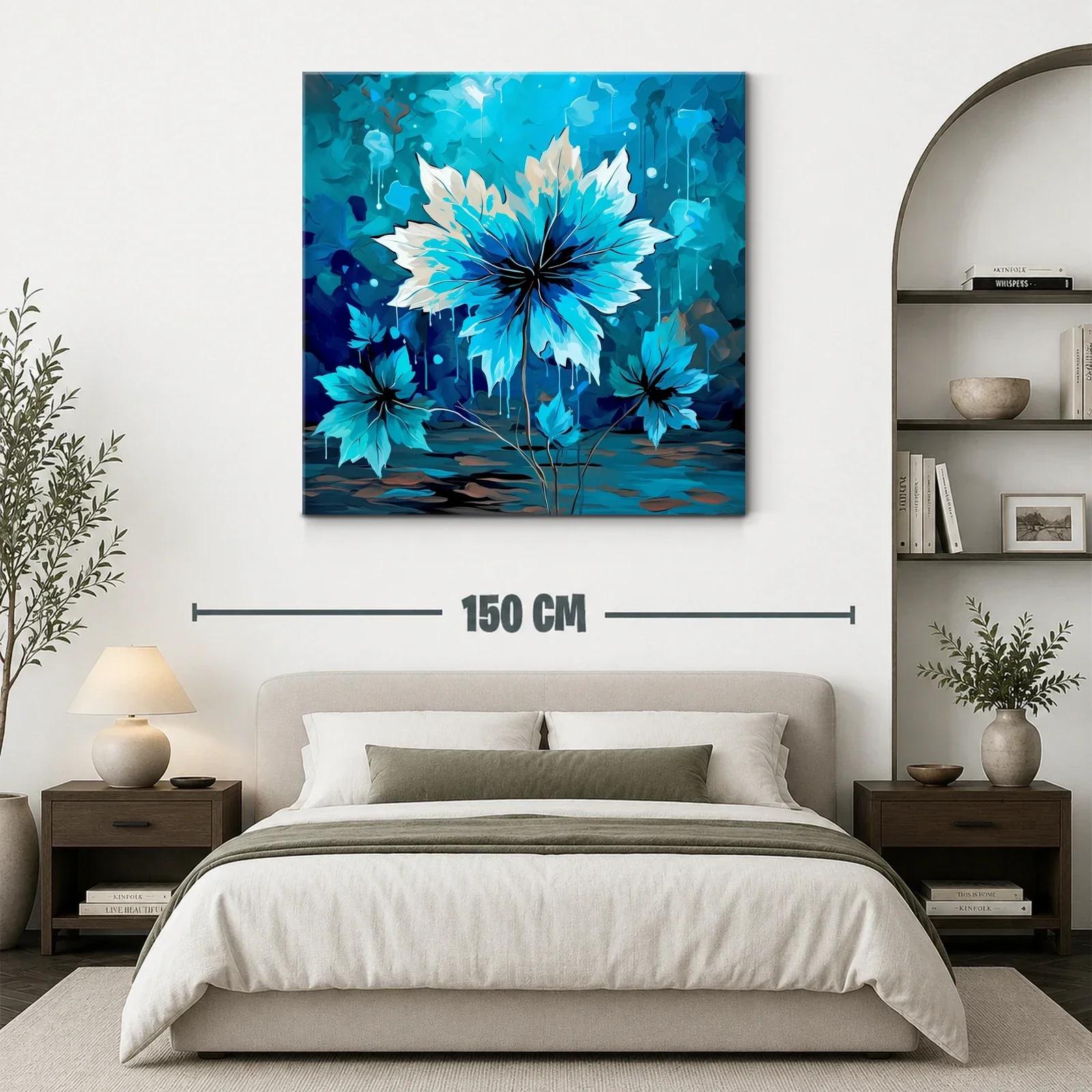 Cuadro floral en tonos azules para espacios modernos — miniatura 3