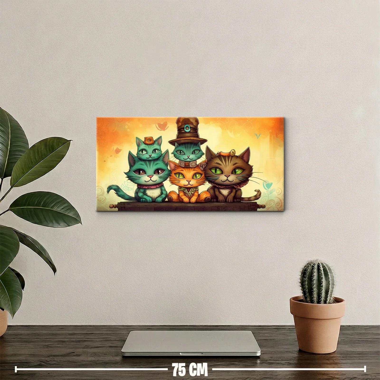 Cuadro tres gatos caricaturescos con sombrero de copa — miniatura 2
