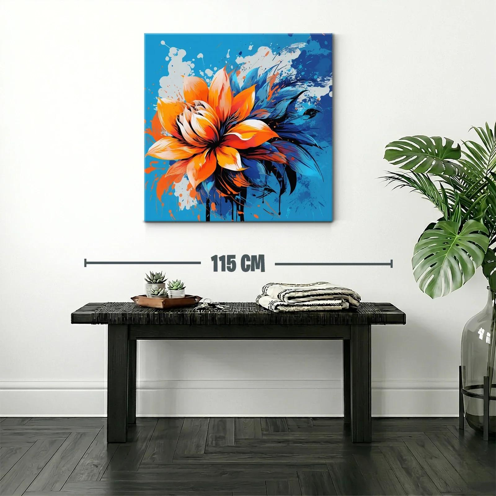 Flor vibrante con contrastes en azul y naranja intenso — miniatura 2