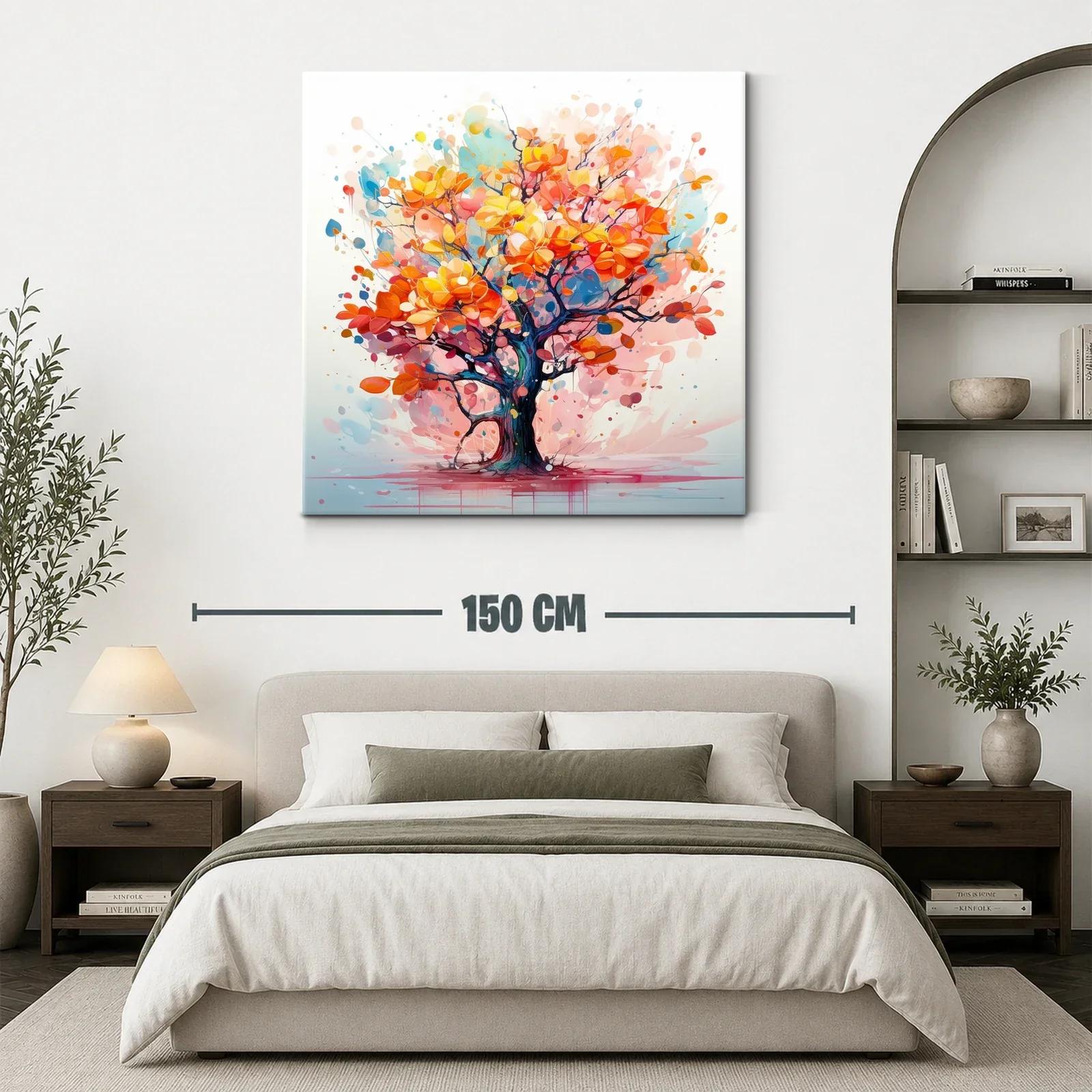 Árbol vibrante con hojas en tonos cálidos y azules — miniatura 3