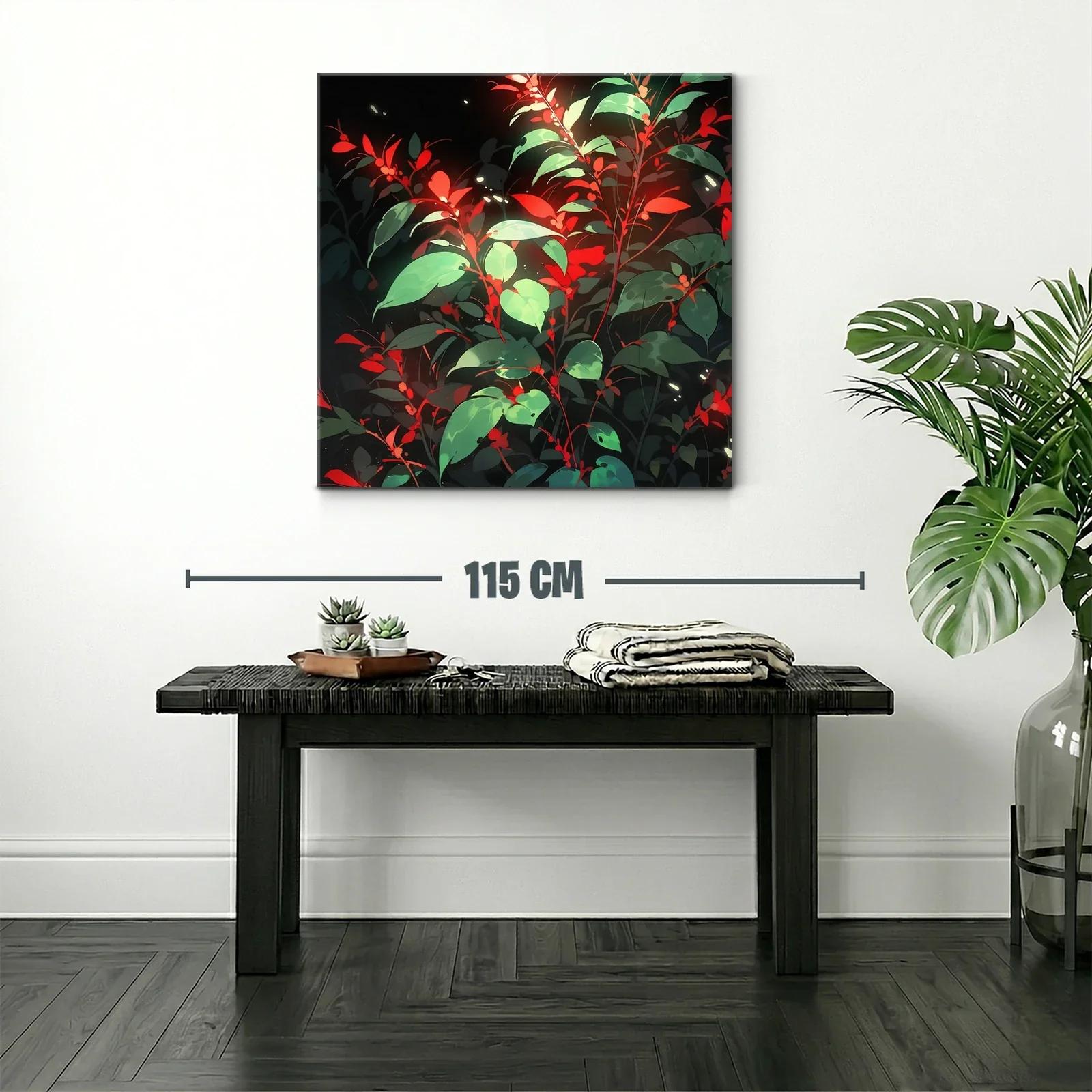 Naturaleza vibrante con hojas verdes y toques rojos llamativos — miniatura 2