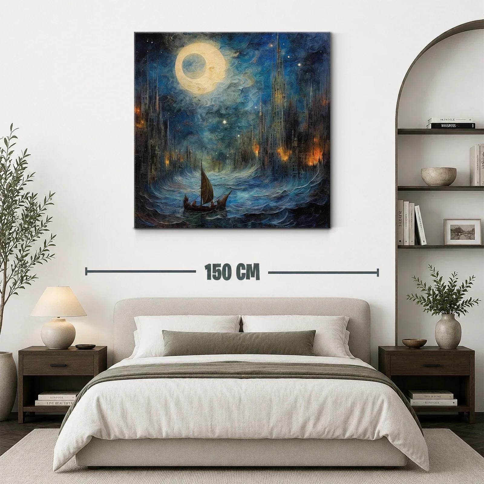 Navegando bajo la luna en ciudad de fantasía nocturna — miniatura 3