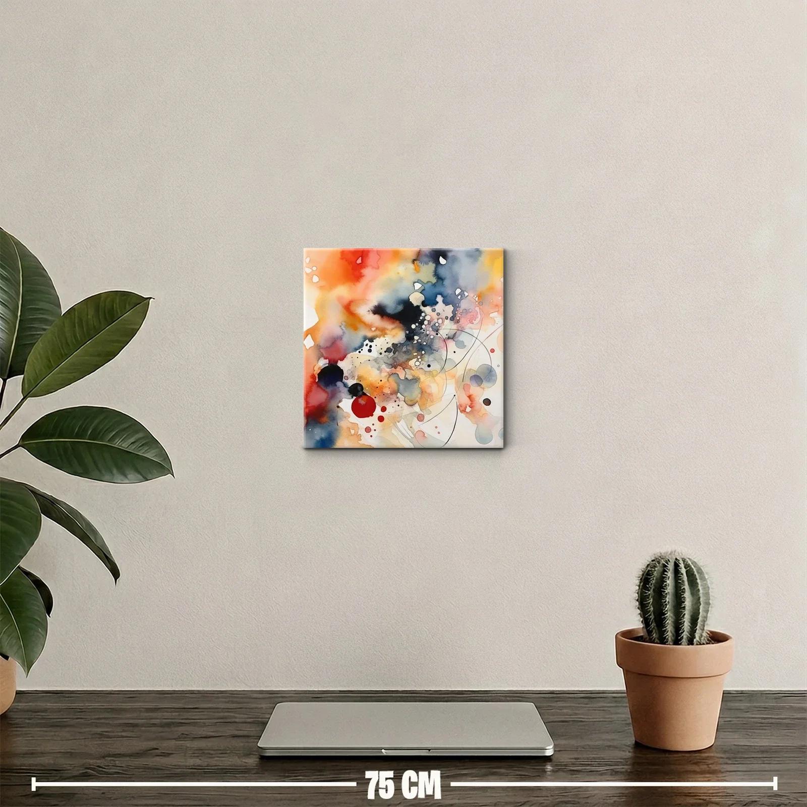 Cuadro abstracto con explosión de colores cálidos y fríos — miniatura 2