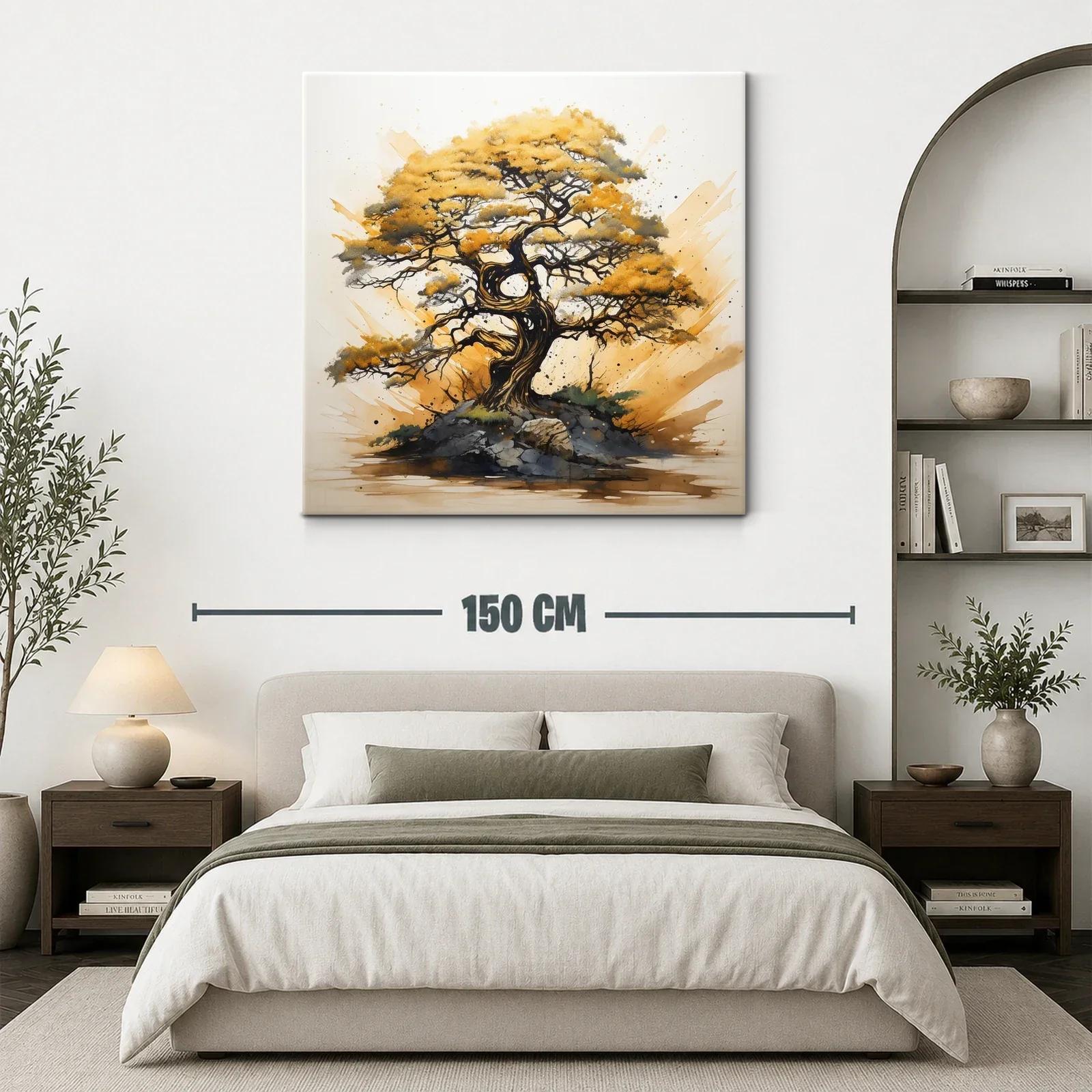 Árbol dorado entre rocas con ambiente natural y sereno — miniatura 3