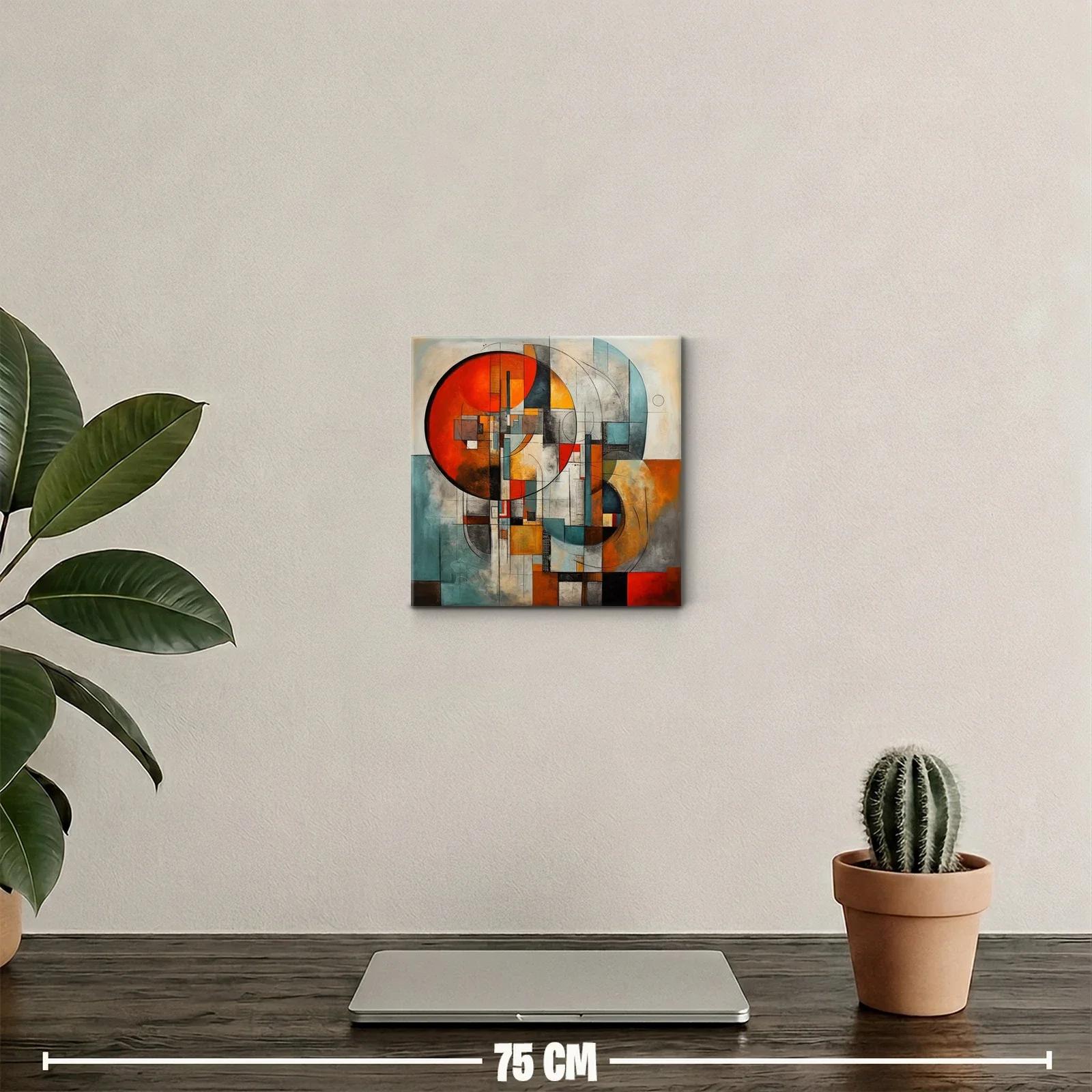 Cuadro abstracto con formas geométricas y tonos cálidos — miniatura 2
