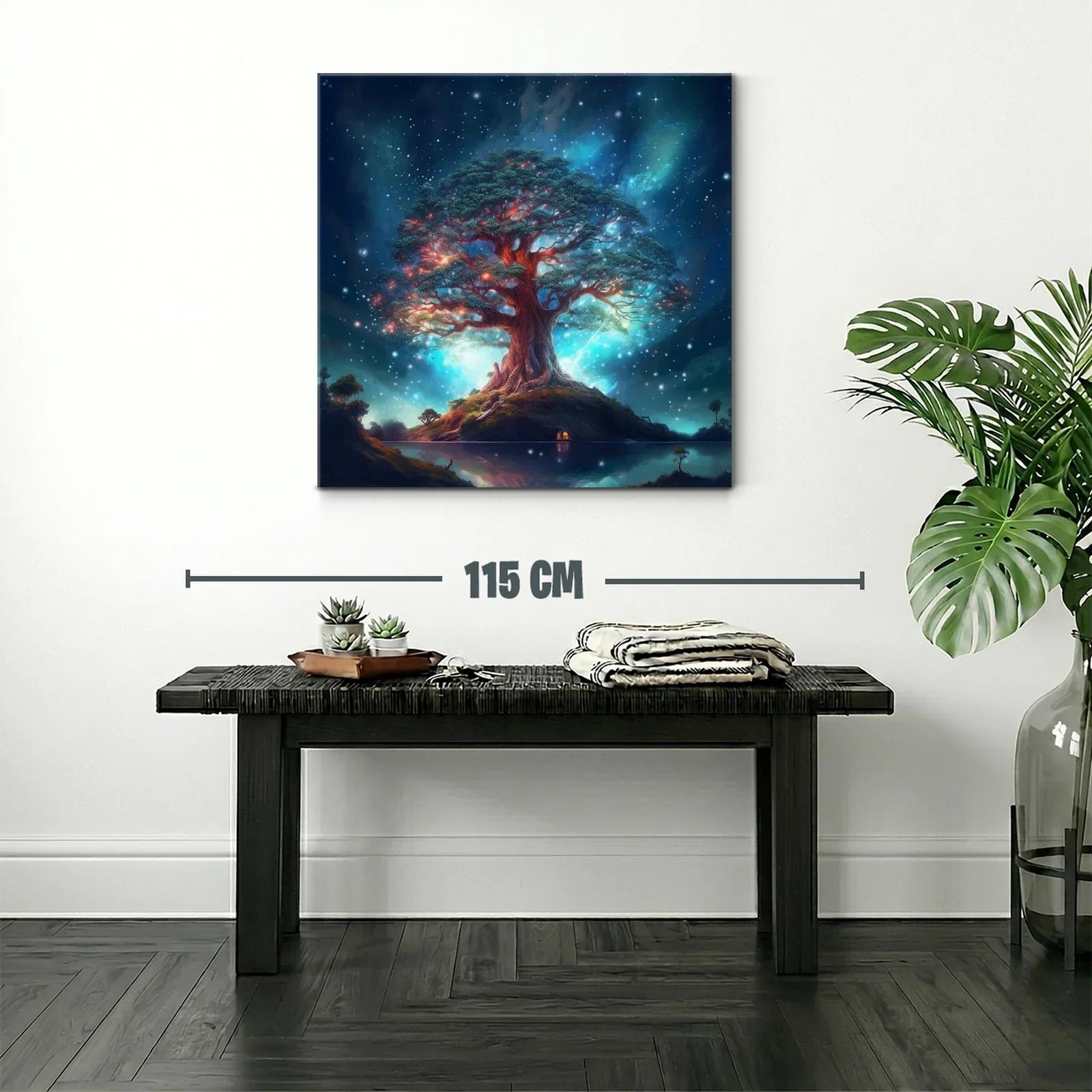 Árbol mágico iluminado bajo un cielo estrellado de fantasía — miniatura 2