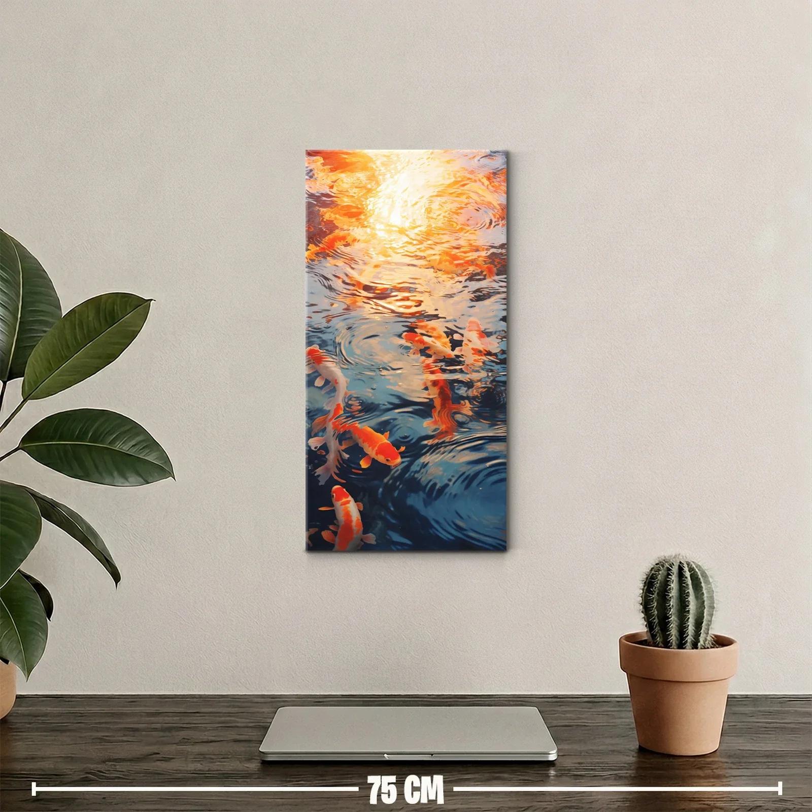 Cuadro peces koi naranjas con reflejos dorados — miniatura 2