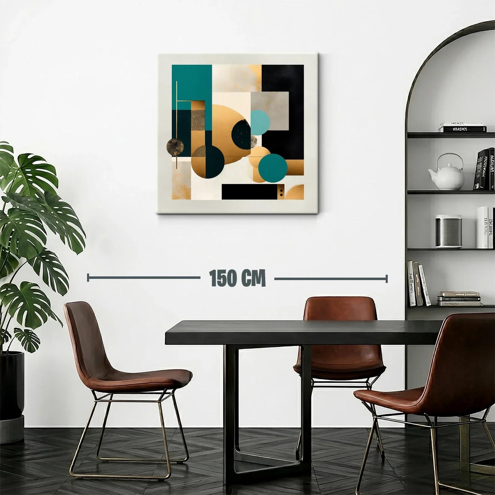 Composición abstracta con tonos dorados y azul profundo — miniatura 2
