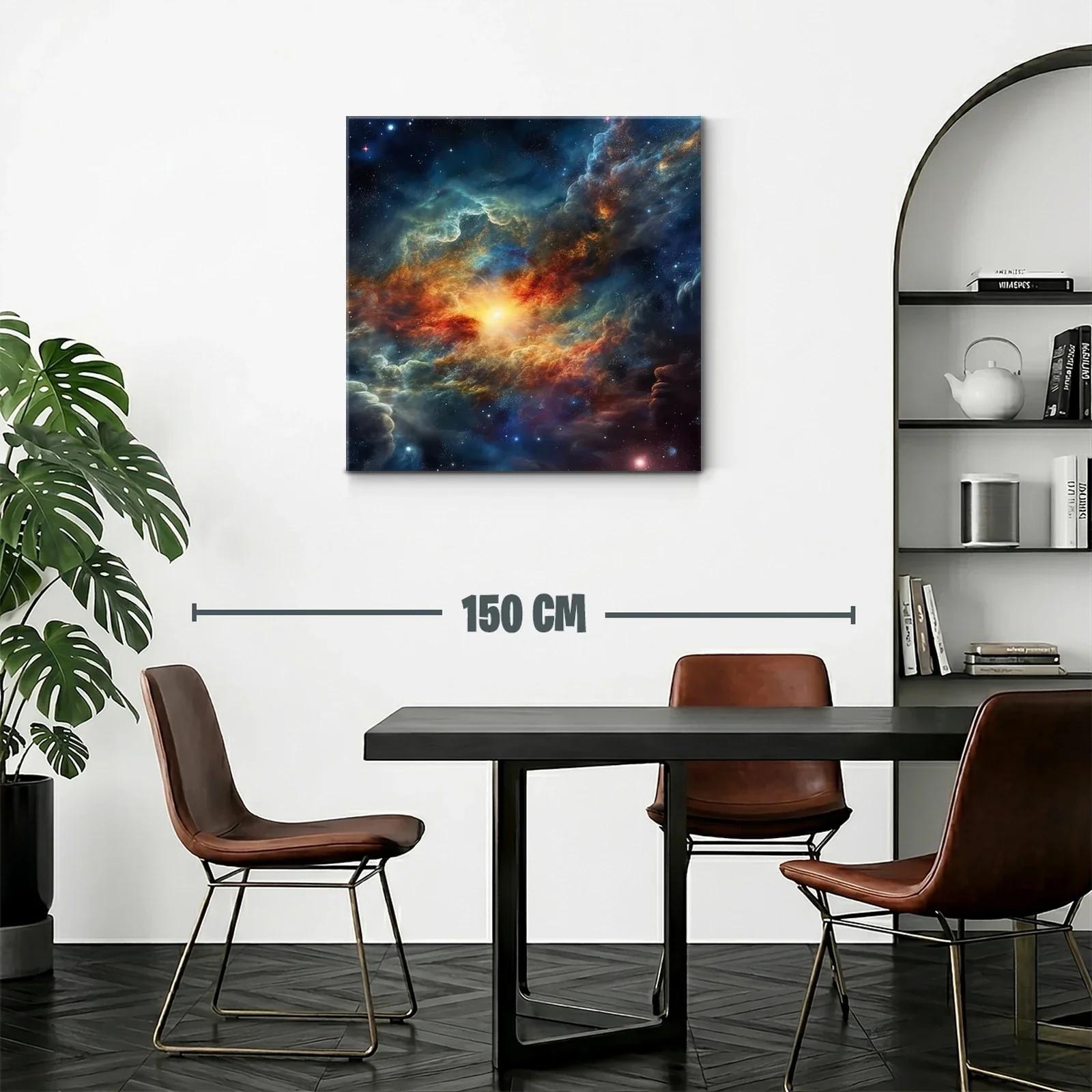 Cuadro galaxia cósmica con luz vibrante al centro — miniatura 2