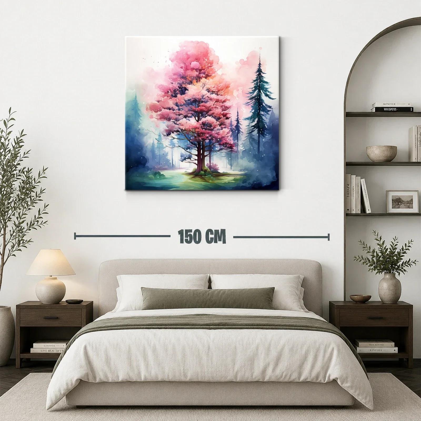 Árbol rosa en bosque mágico con tonos suaves y vibrantes — miniatura 3