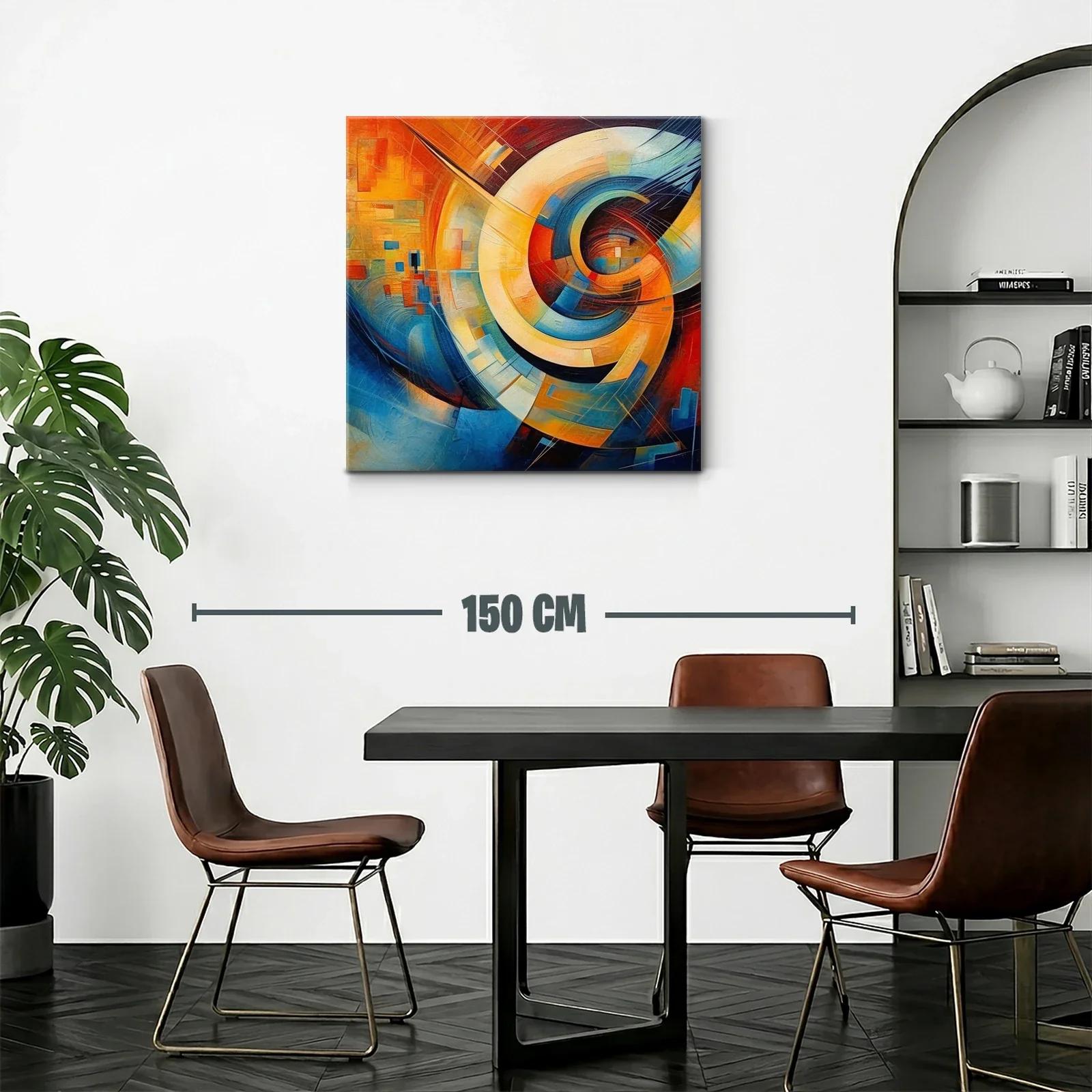 Cuadro abstracto con dinámicas formas y tonos vibrantes — miniatura 2