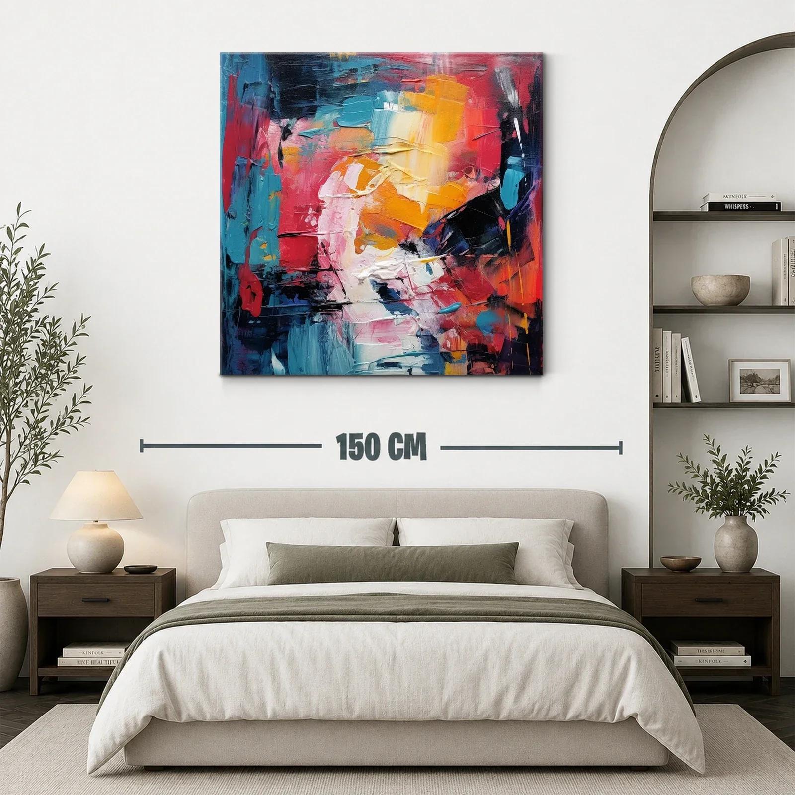 Cuadro abstracto con vibrantes tonos cálidos y fríos — miniatura 3