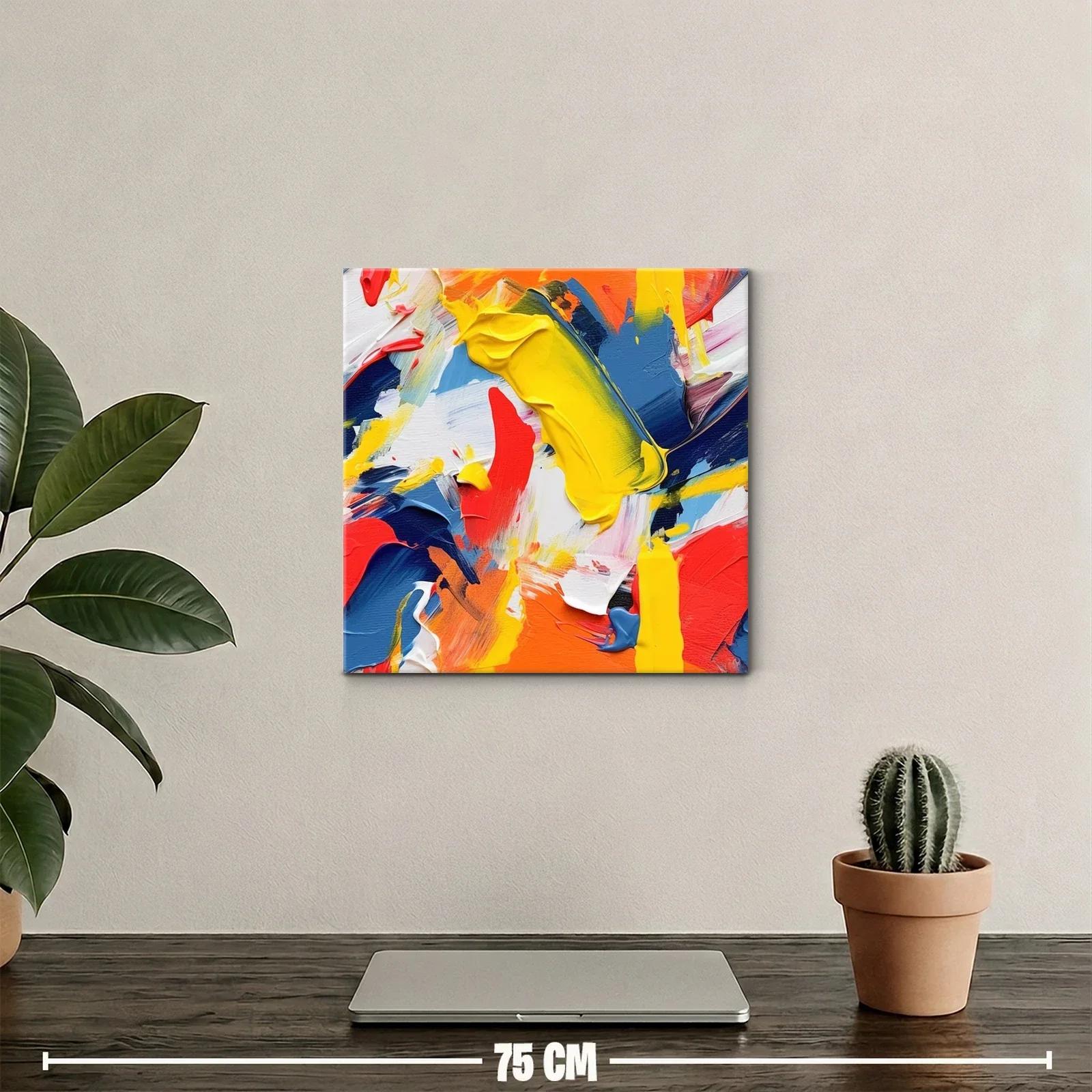 Cuadro abstracto en vibrantes tonos cálidos y fríos — miniatura 2