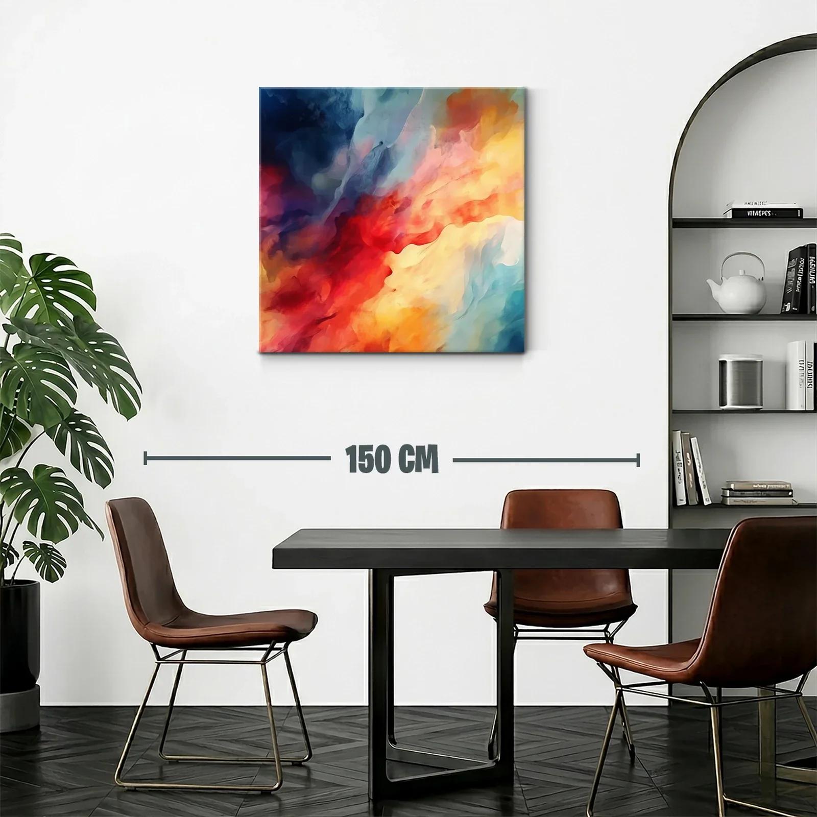 Cuadro abstracto con vibrantes tonos cálidos y fríos — miniatura 2