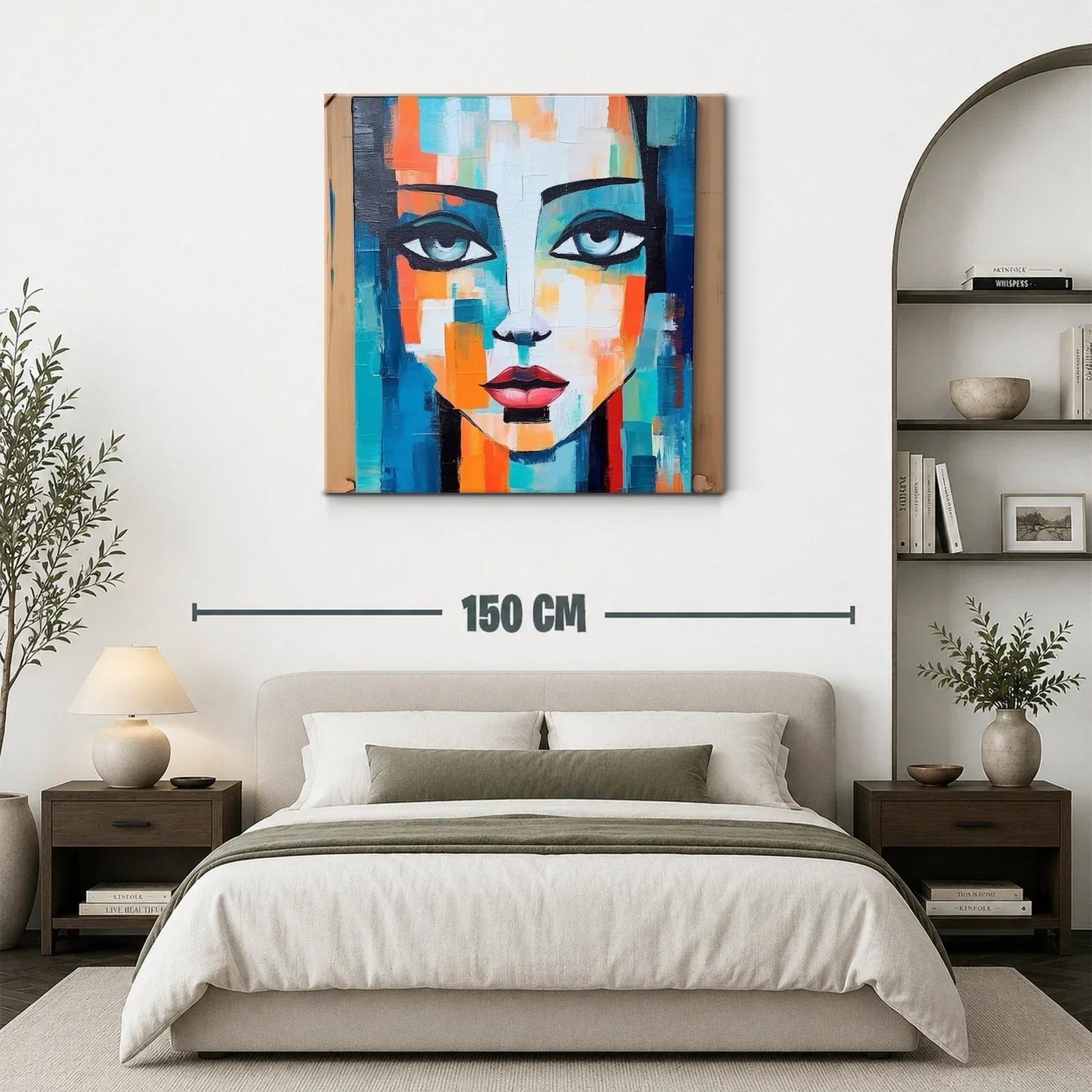 Rostro femenino vibrante con tonos azul y naranja — miniatura 3