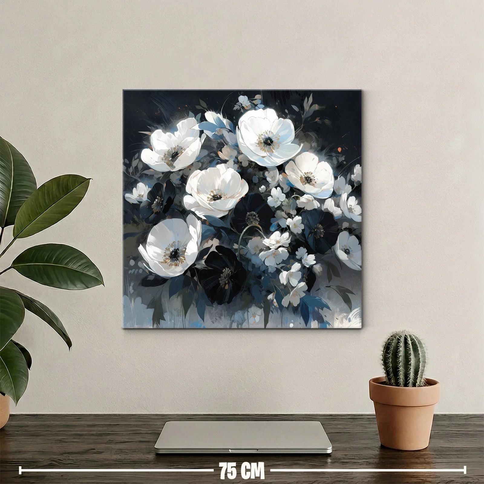 Ramo de flores blancas y negras con estilo romántico — miniatura 2