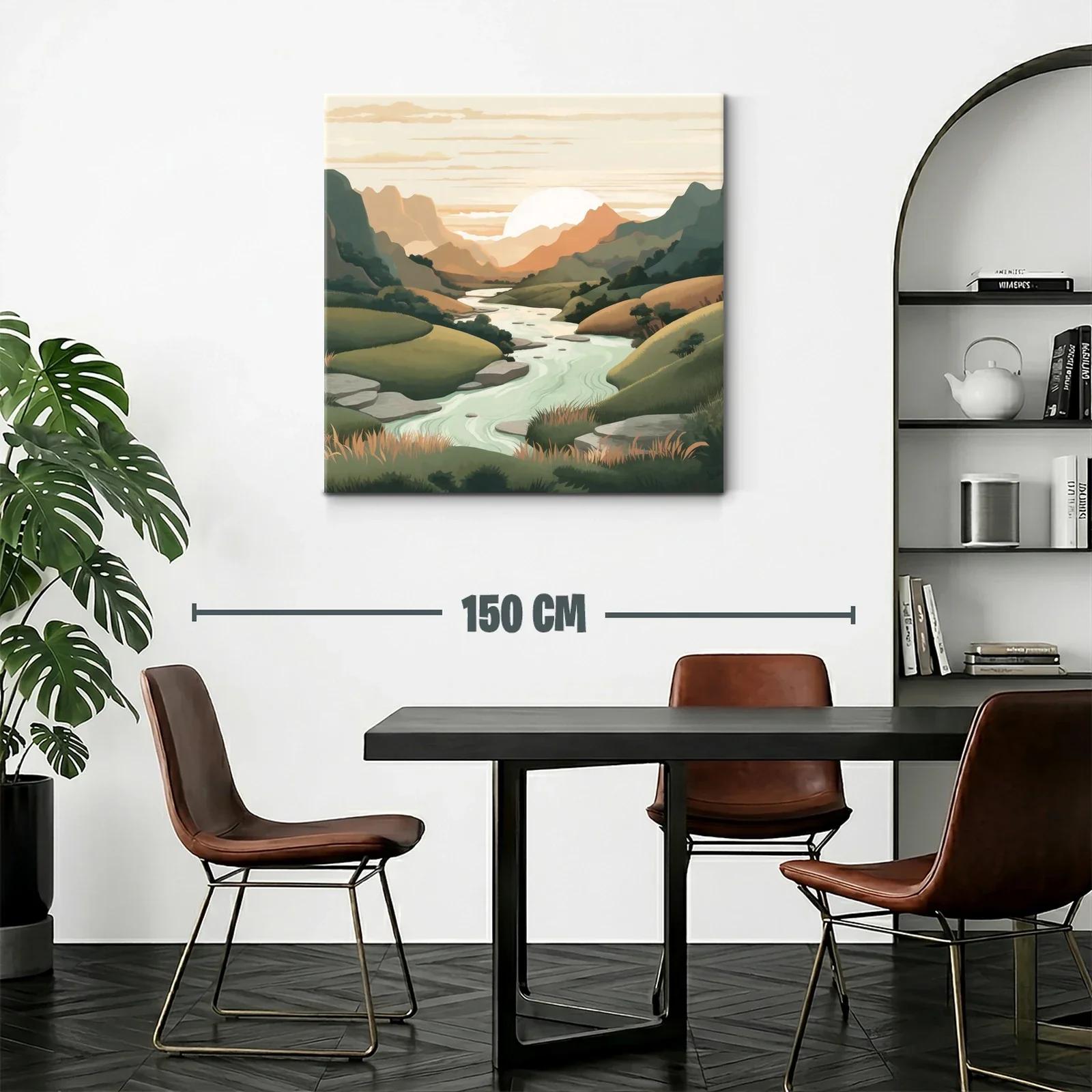Paisaje sereno con río y montañas al atardecer — miniatura 2
