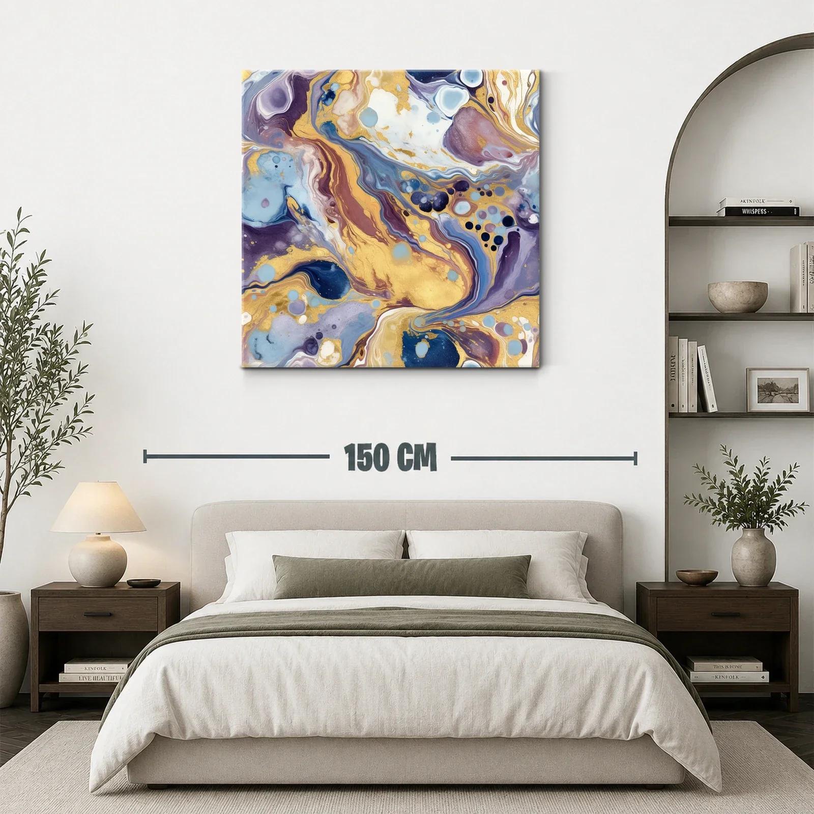 Cuadro abstracto con destellos dorados y tonos suaves — miniatura 3