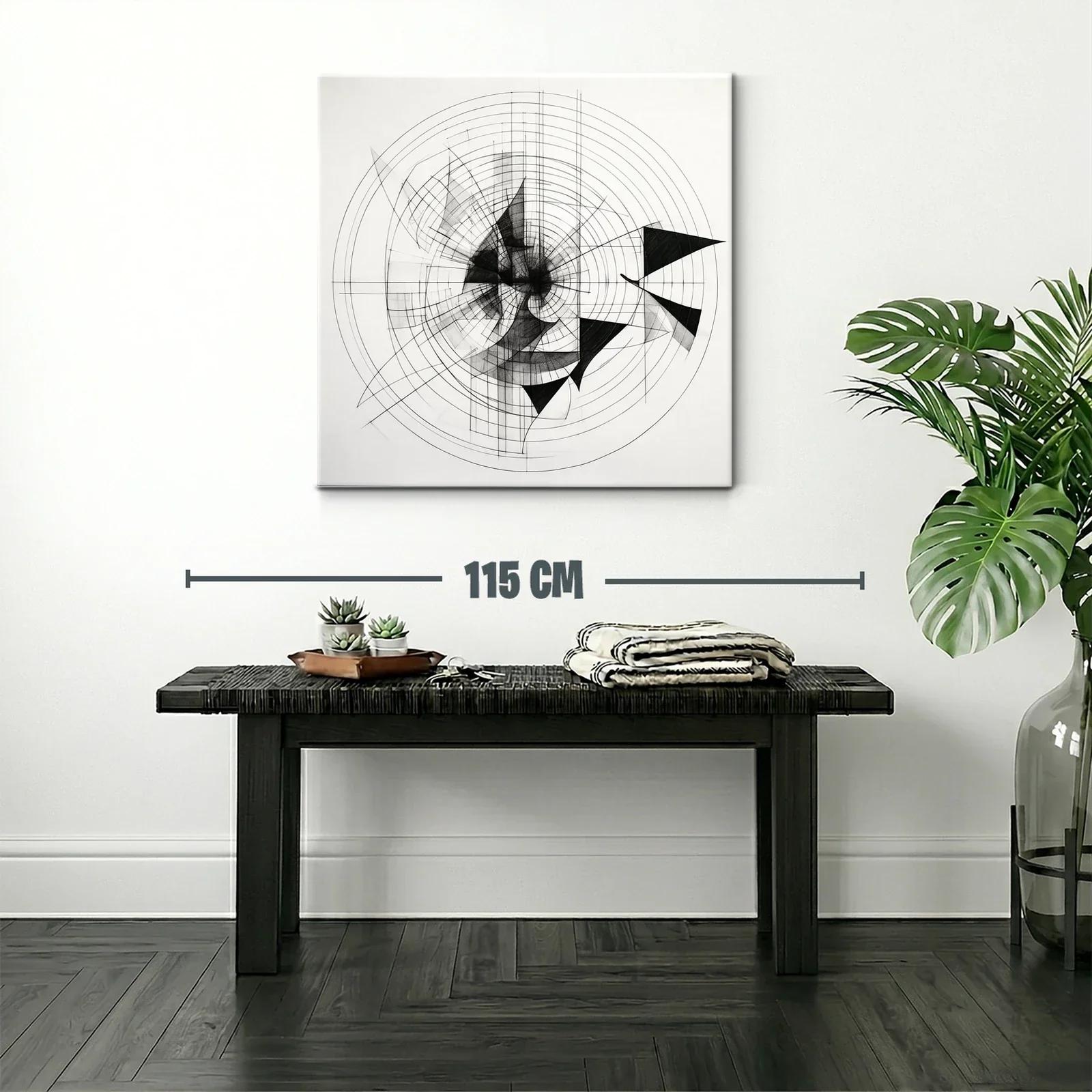 Composición geométrica en blanco y negro con círculos concéntricos — miniatura 2