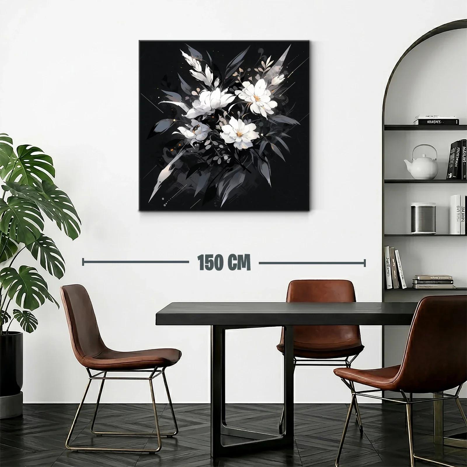 Elegancia floral en tonos blancos y grises sobre fondo oscuro — miniatura 2