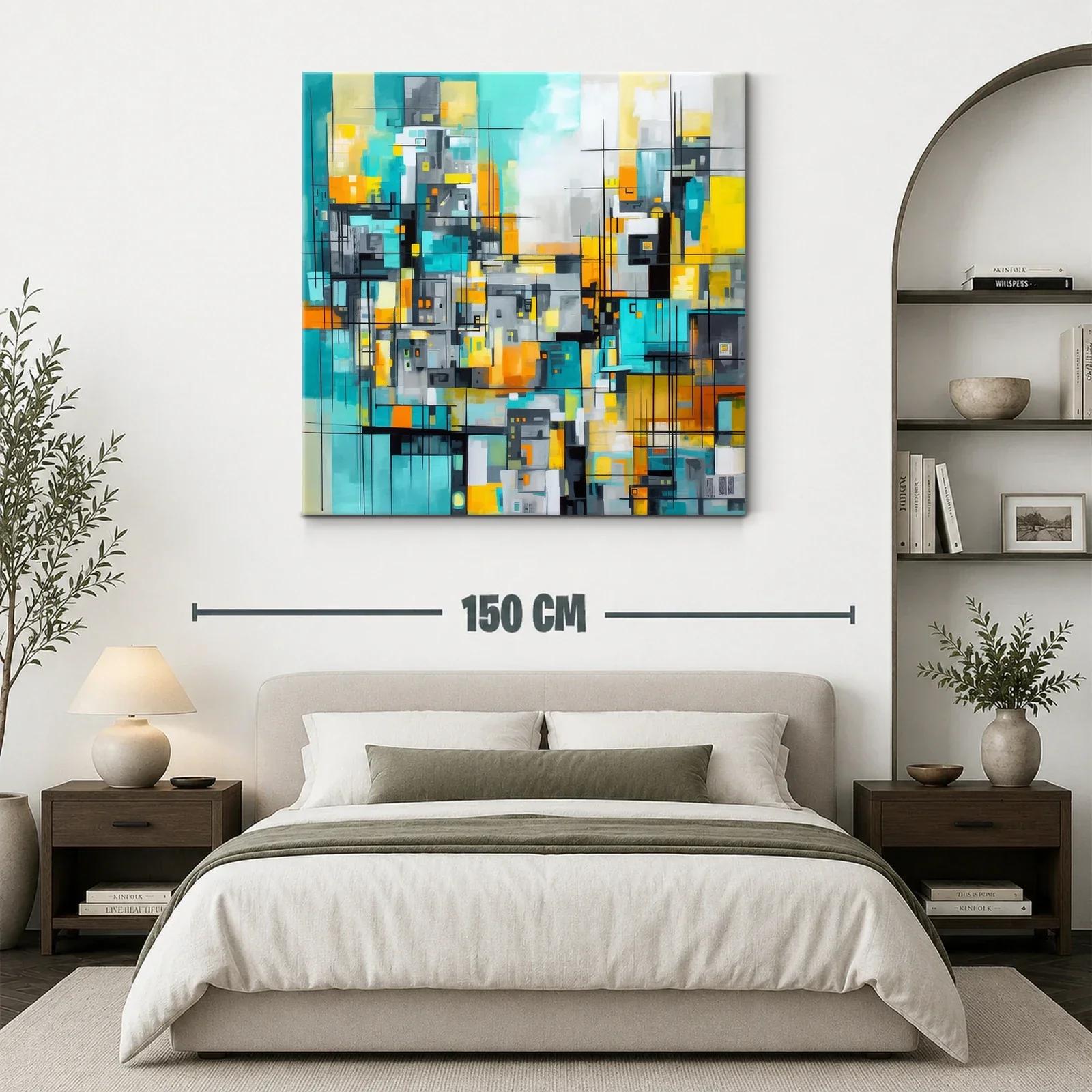 Composición abstracta con tonos vibrantes y líneas geométricas — miniatura 3