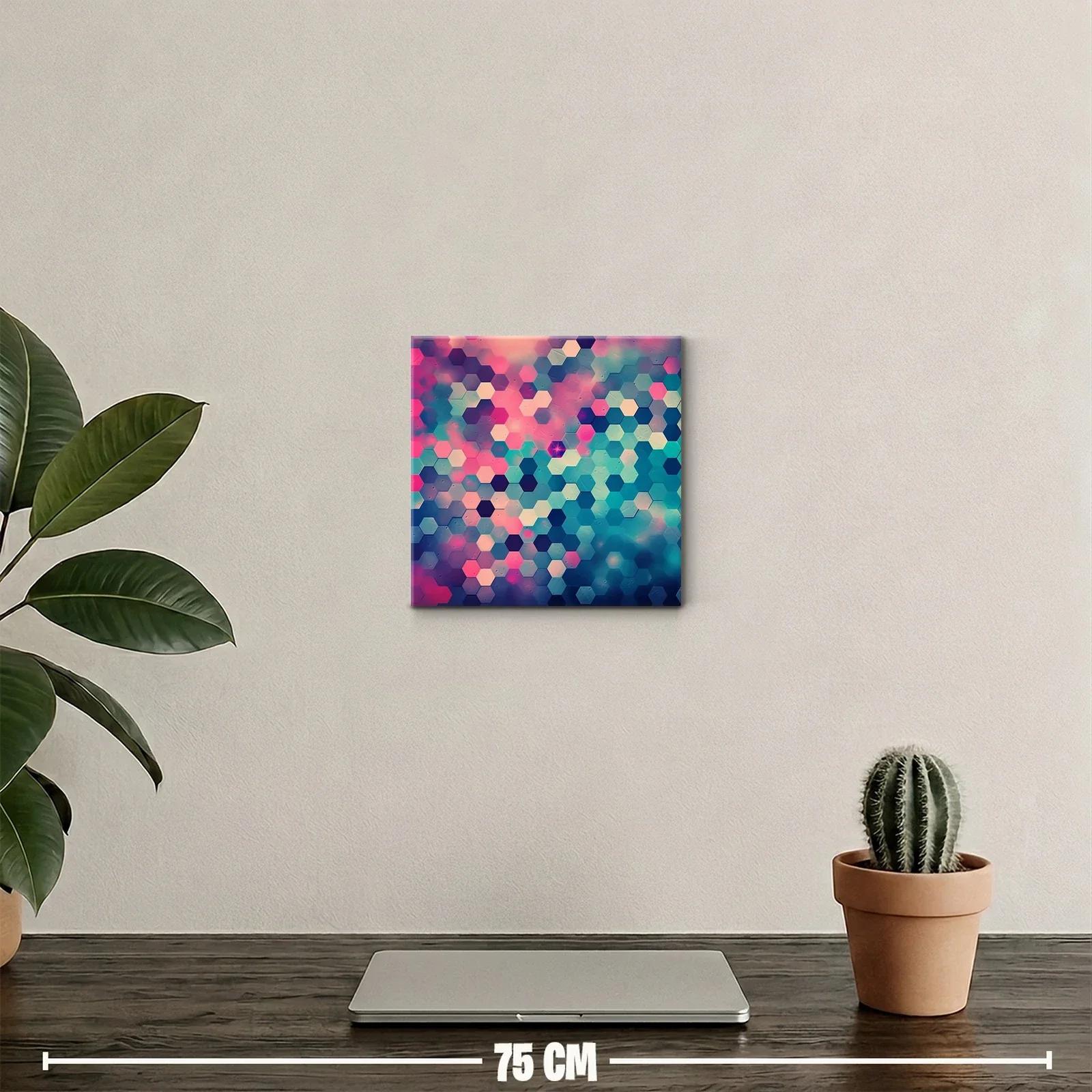 Cuadro decorativo hexagonal con tonos vivos y suaves tonos azules — miniatura 2