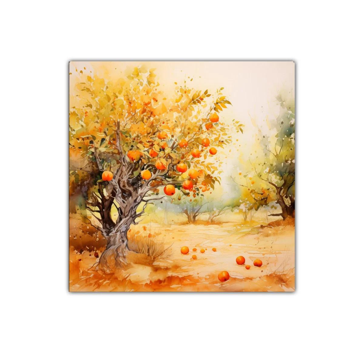 Cuadro decorativo con árbol de naranjas otoñales vibrantes — miniatura 1