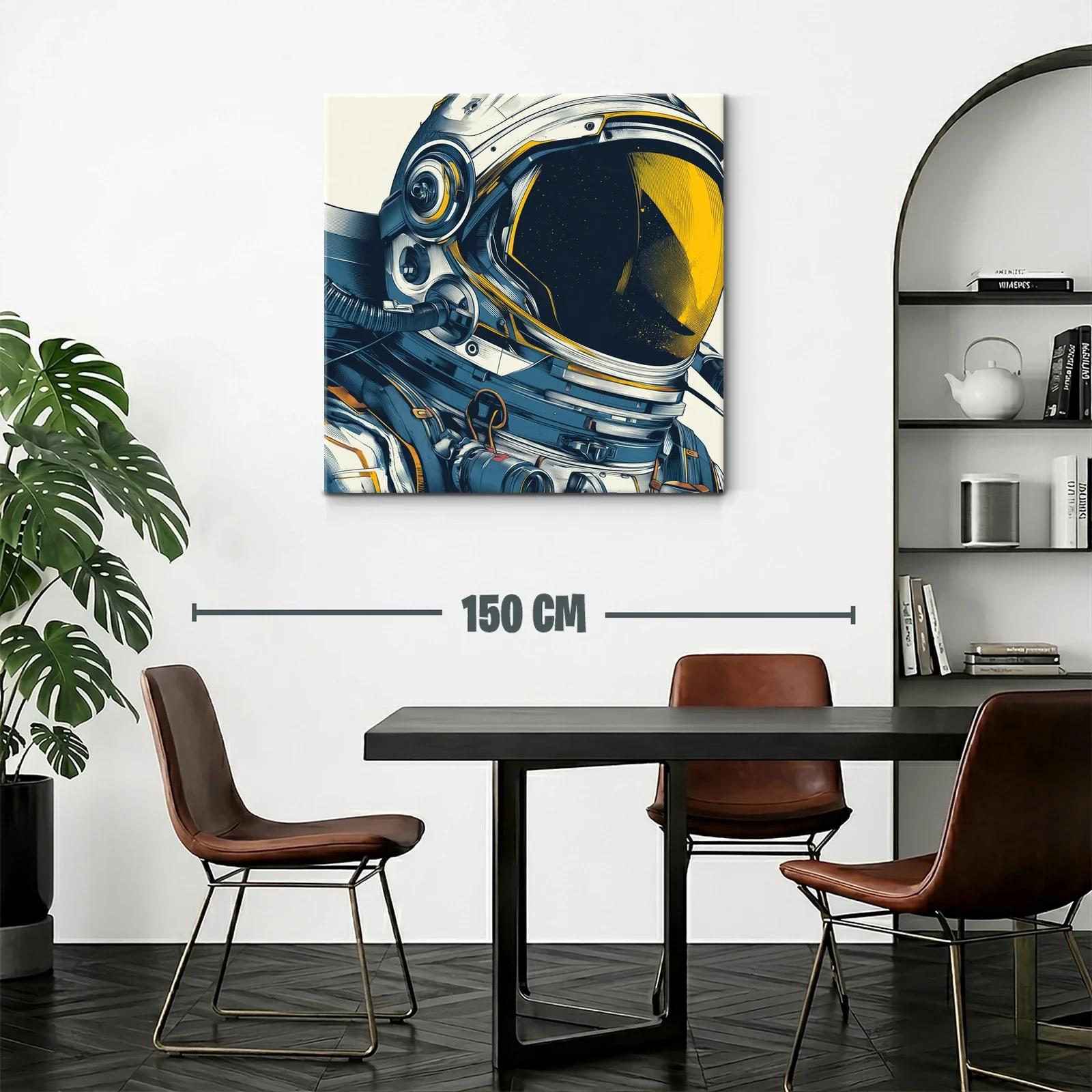 Cuadro astronauta futurista con detalles en azul y amarillo — miniatura 2