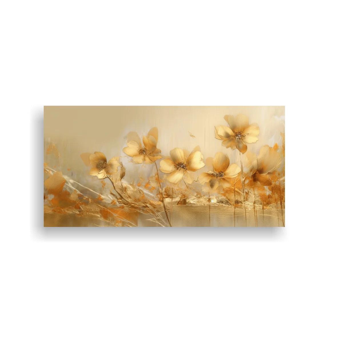 Cuadro flores beige y doradas en fondo crema — imagen principal