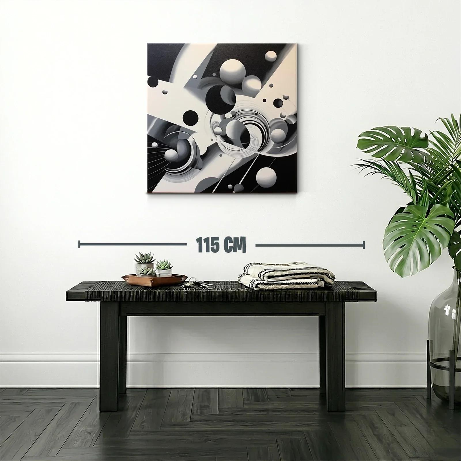 Composición abstracta en blanco negro con esferas dinámicas — miniatura 2
