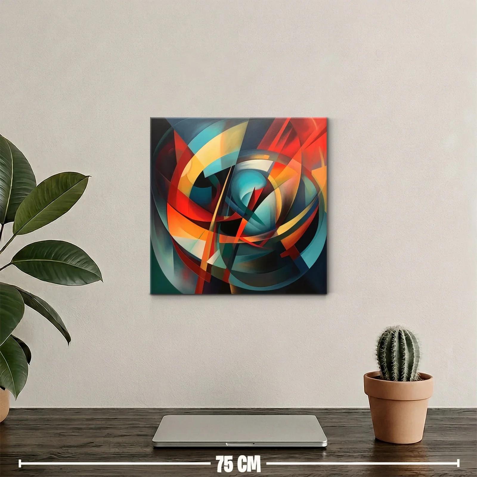 Composición abstracta vibrante con tonos cálidos y fríos — miniatura 2