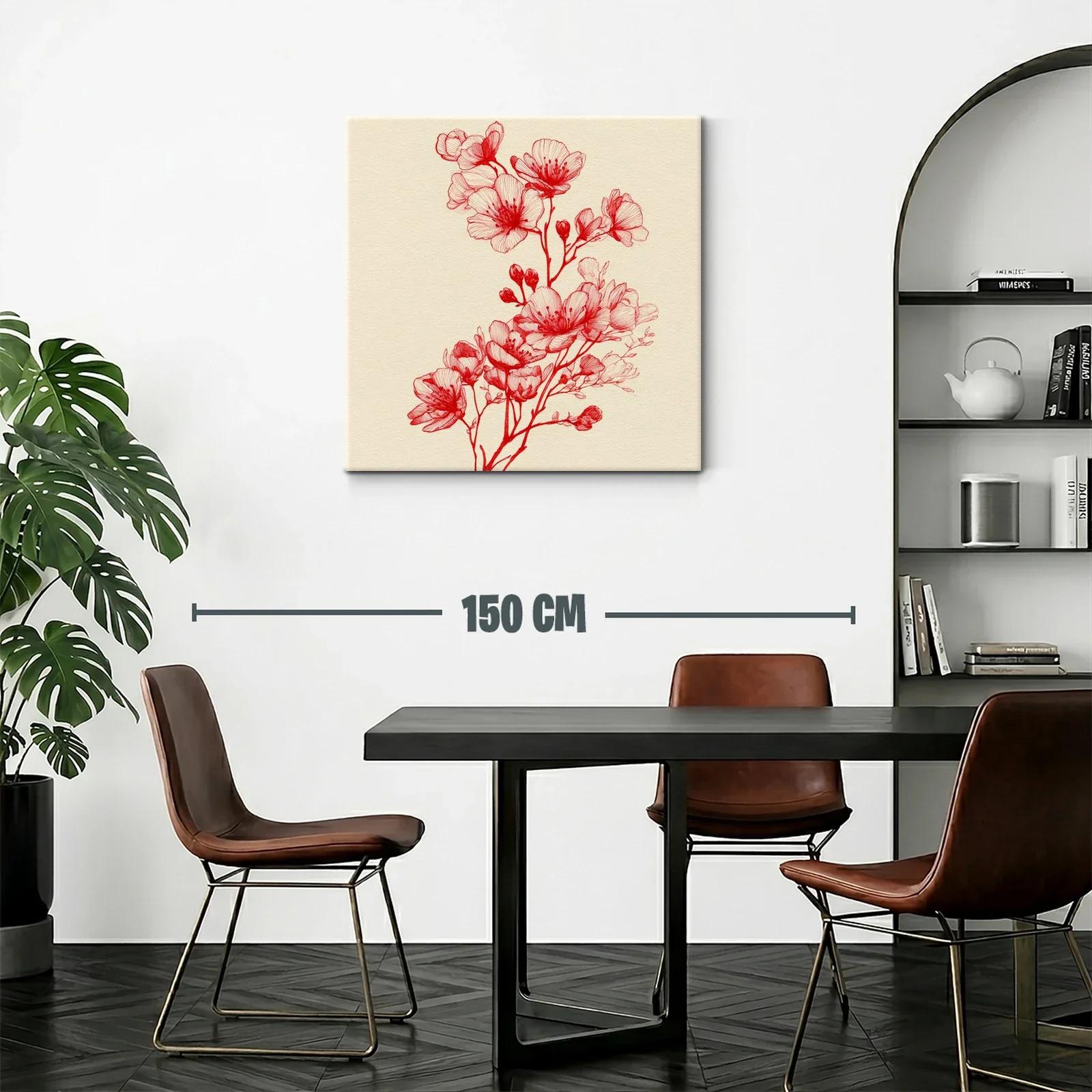Delicada ilustración floral en tonos rojos vibrantes — miniatura 2