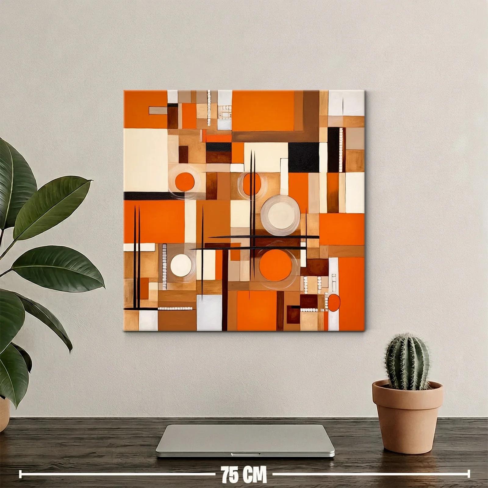 Cuadro abstracto con formas geométricas y tonos cálidos — miniatura 2