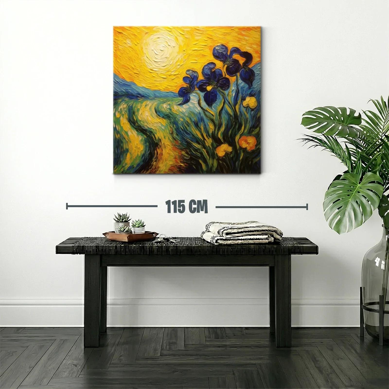Cuadro vibrante con flores azules bajo el sol brillante — miniatura 2