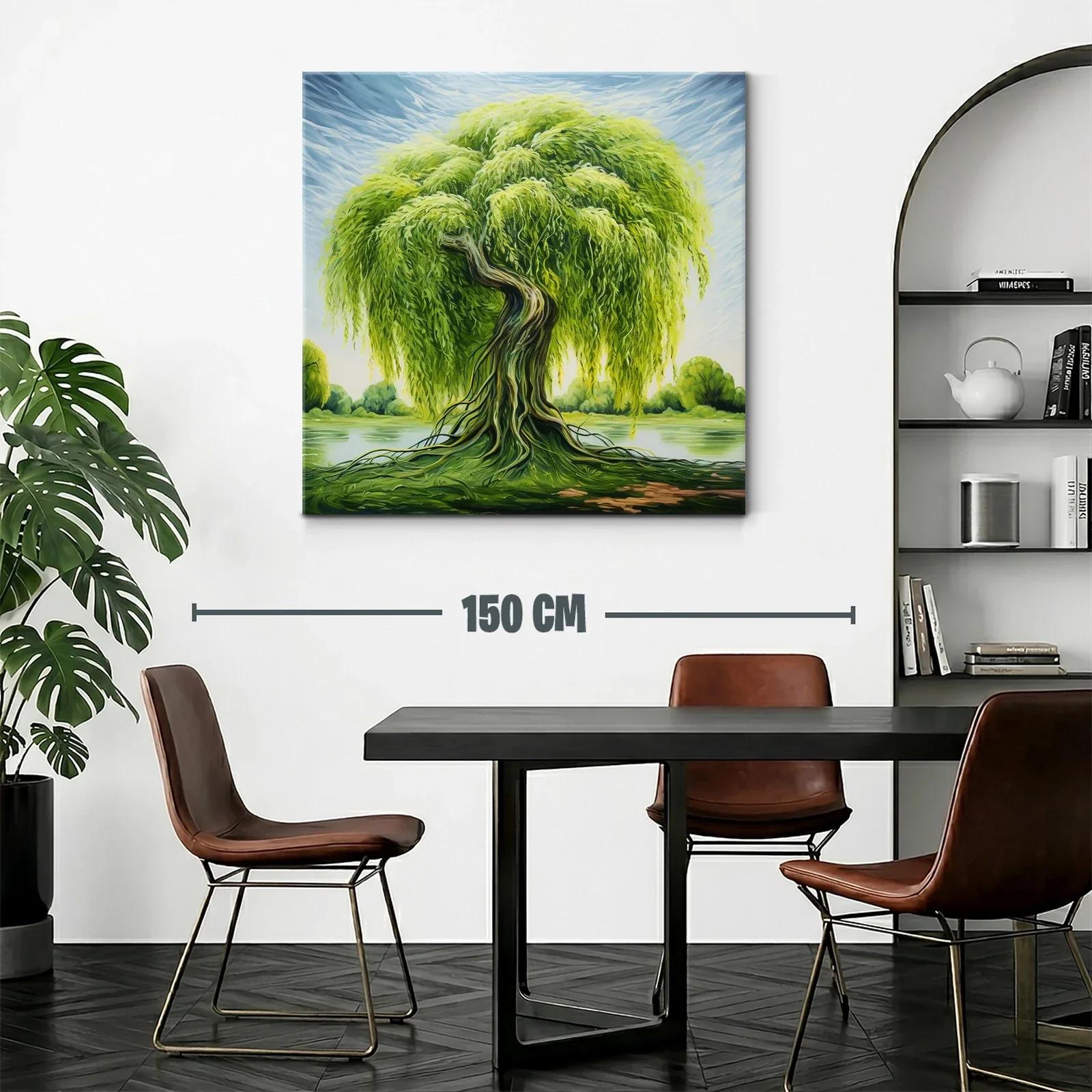 Esplendoroso árbol de sauce junto al agua en paisaje sereno — miniatura 2