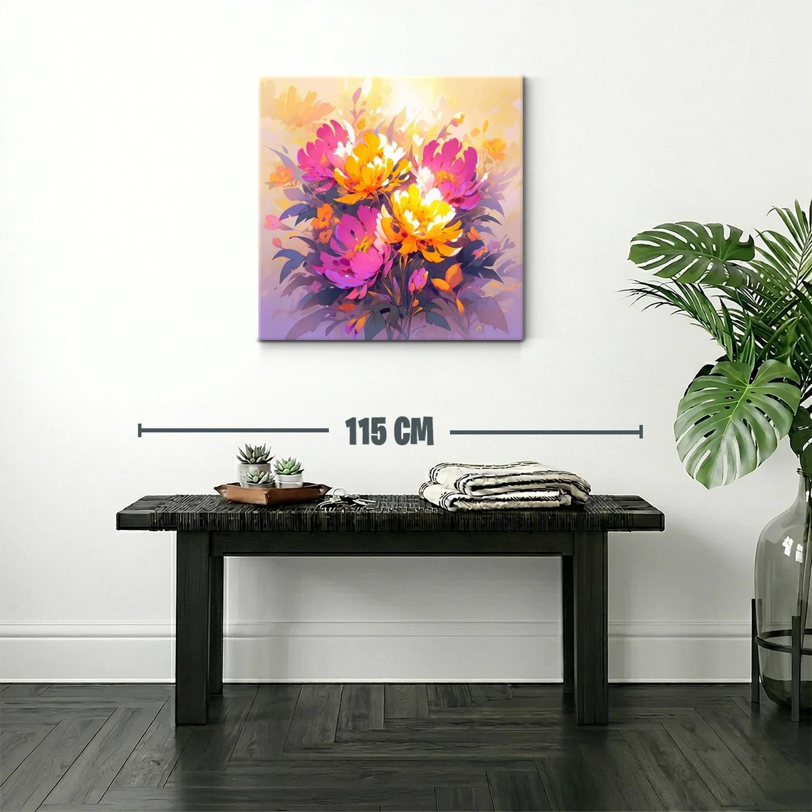 Cuadro con ramo de flores vibrantes en tonos cálidos — miniatura 2